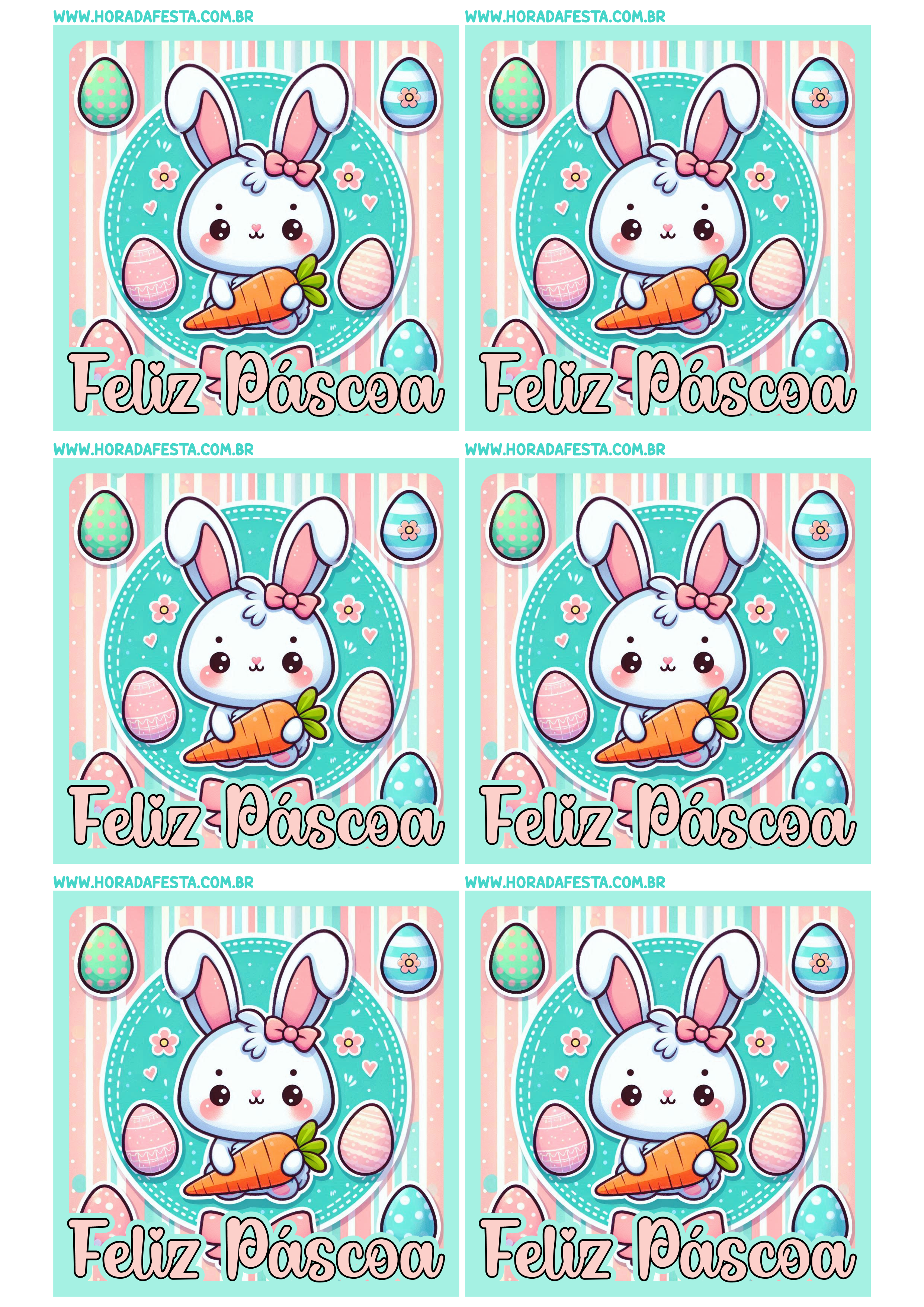 Feliz páscoa adesivo quadrado decoração de festa coelhinho com ovos de chocolate tag sticker personalizados 6 imagens png