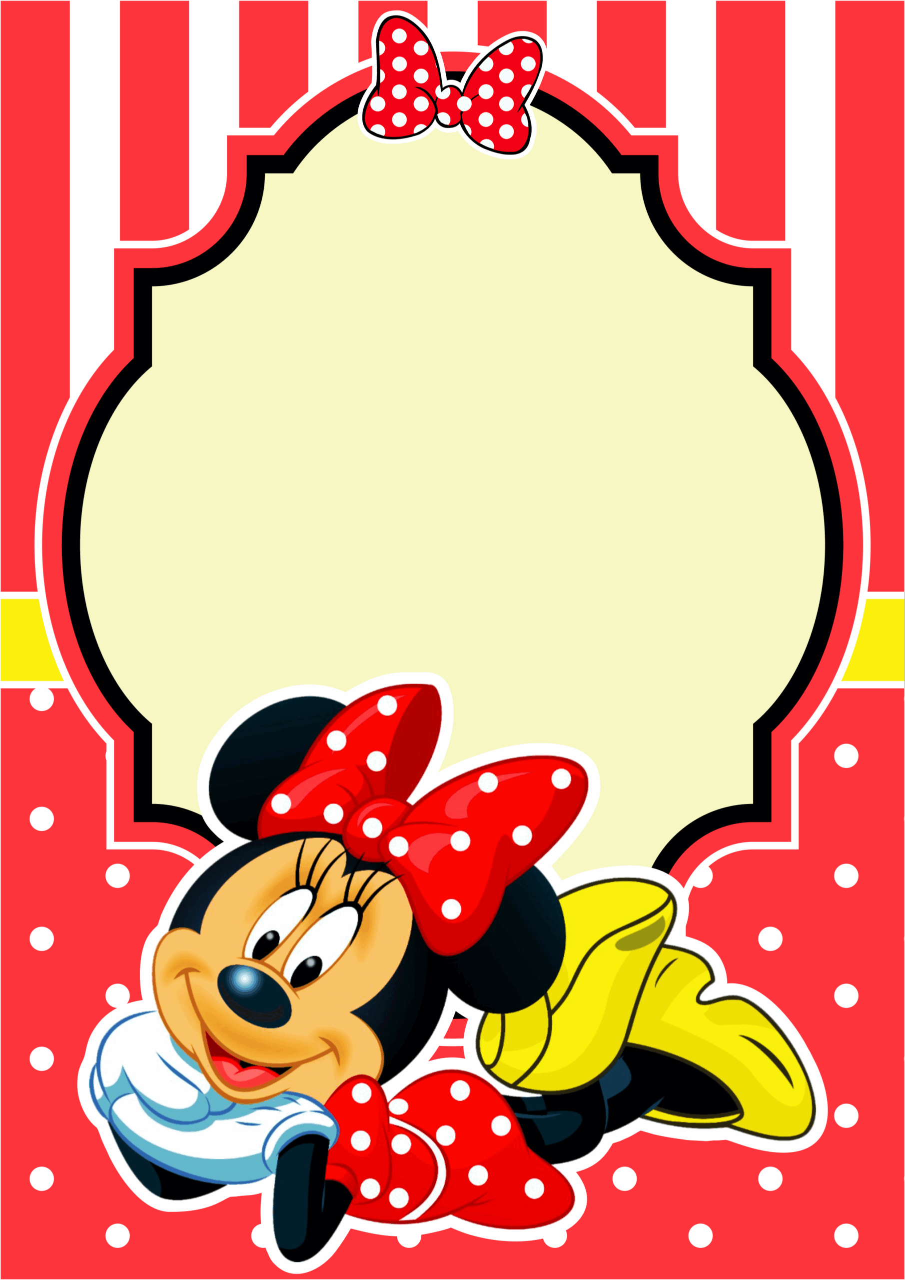 Convite de aniversário Minnie vermelha Disney artes de papelaria molde limpo para personalização png