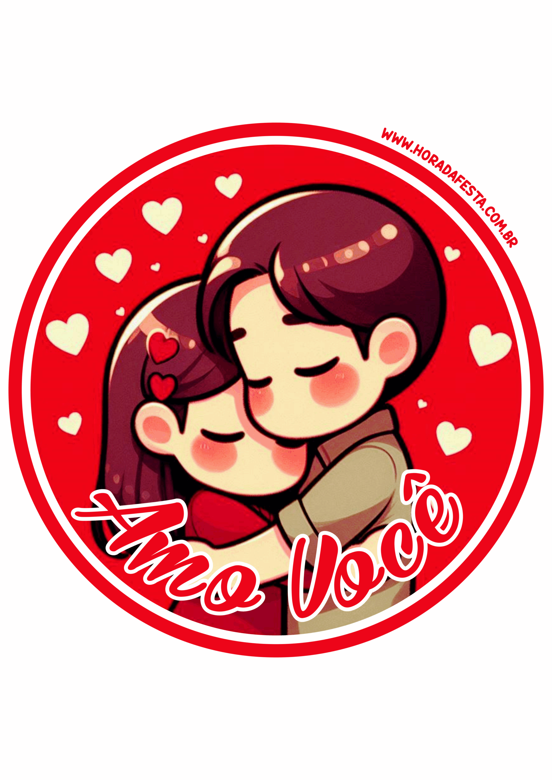 Dia dos namorados adesivo redondo casal fofinho apaixonado amo você vermelho red tag sticker grátis png