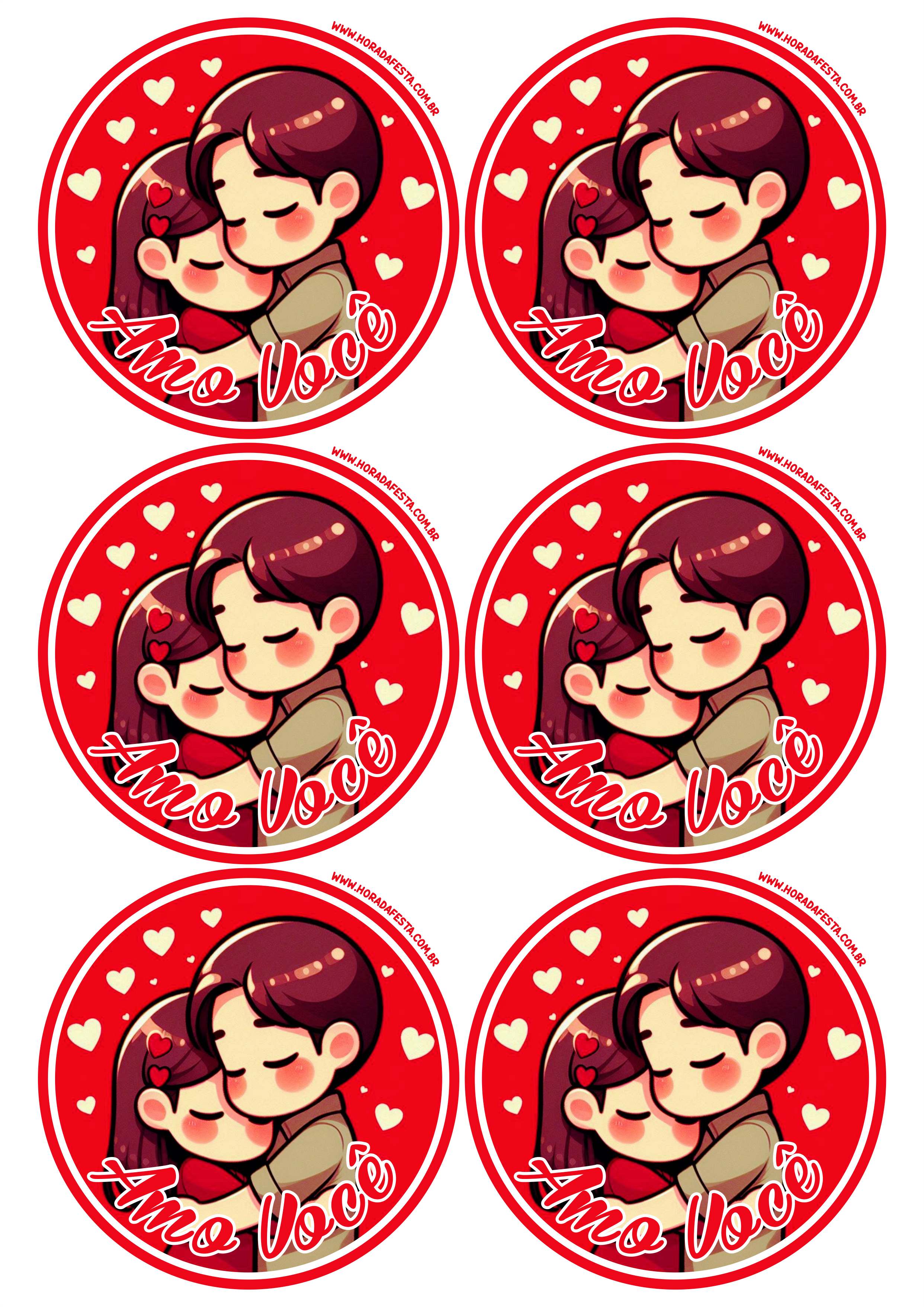 Dia dos namorados adesivo redondo casal fofinho apaixonado amo você vermelho red tag sticker grátis 6 imagens png