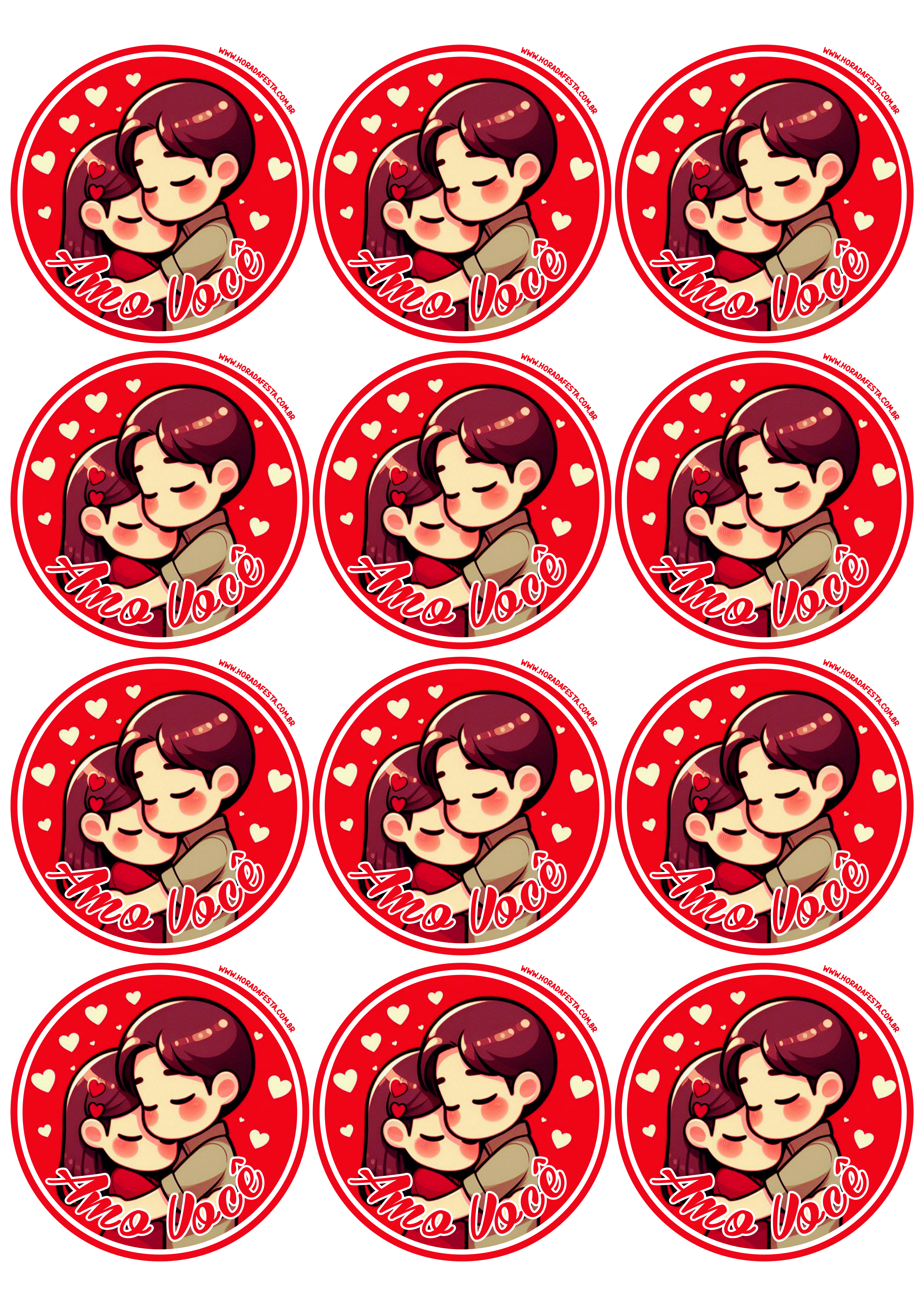 Dia dos namorados adesivo redondo casal fofinho apaixonado amo você vermelho red tag sticker grátis 12 imagens png