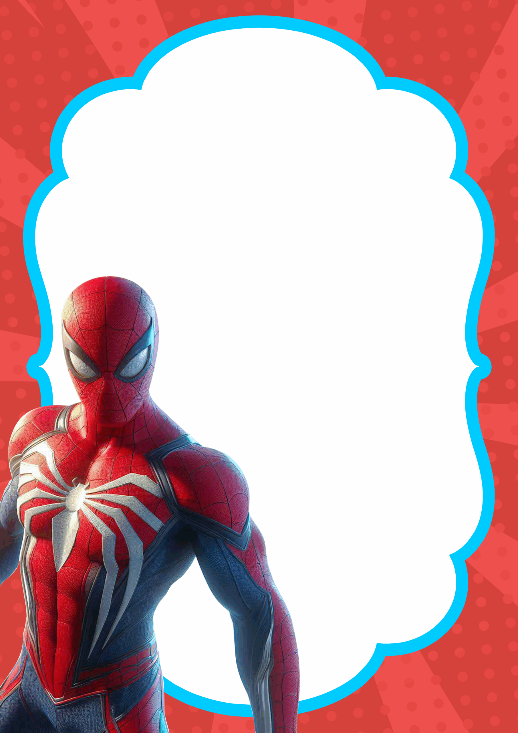 Convite de aniversário Homem-Aranha molde limpo para personalização png