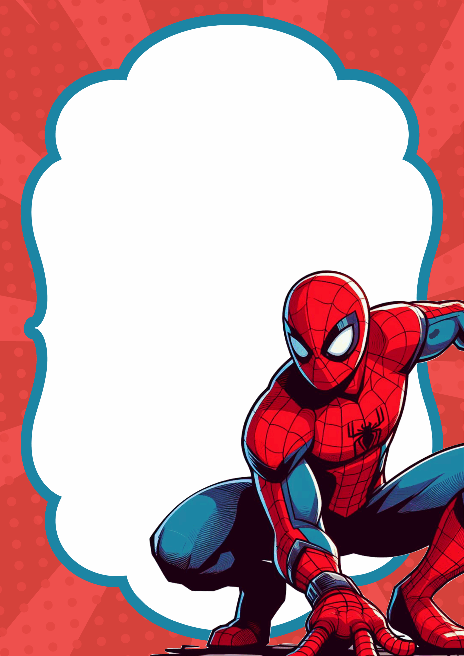 Convite de aniversário Homem-Aranha Spider-Man molde limpo para personalização png
