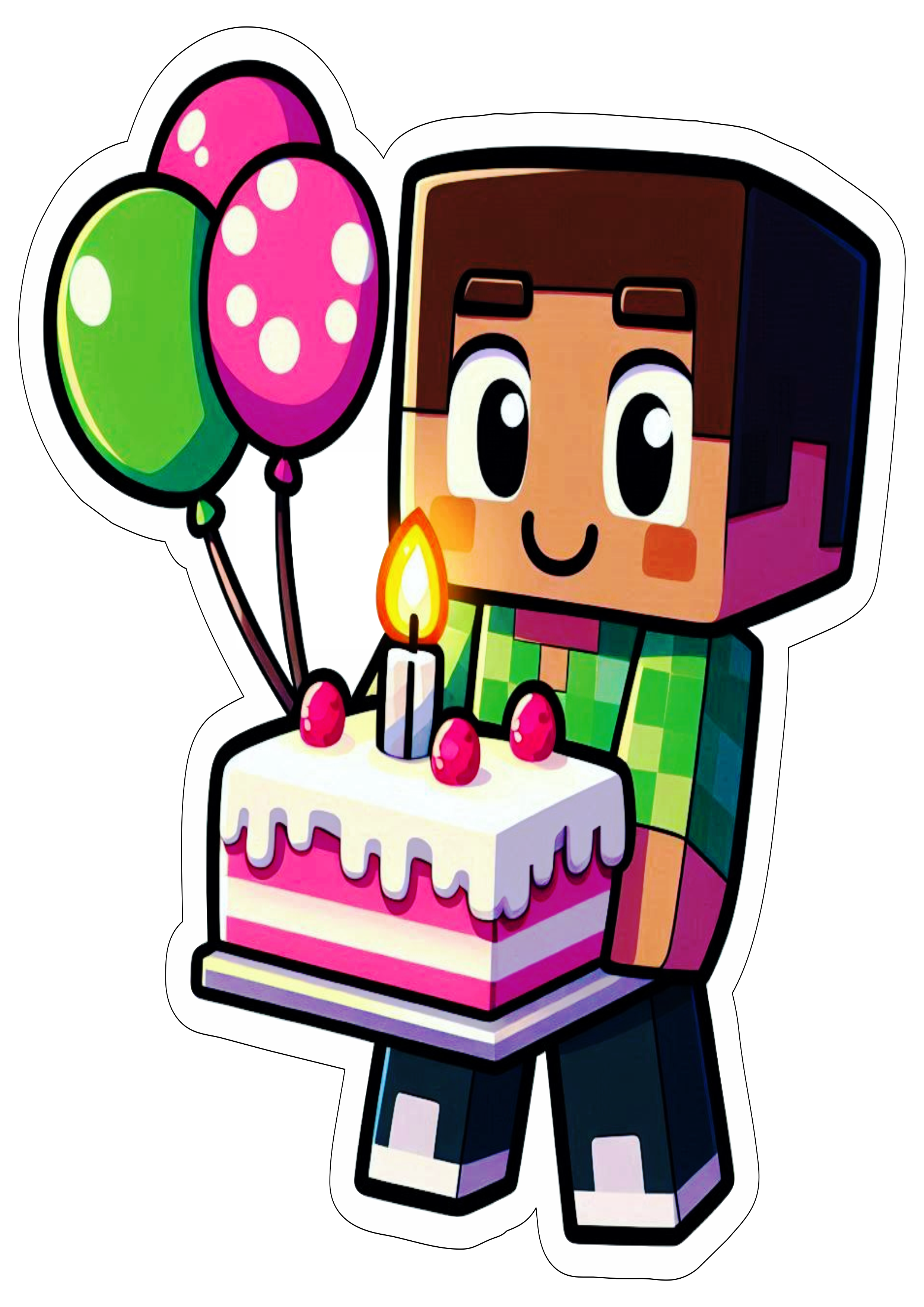 Minecraft personagens de games segurando balões de festa png