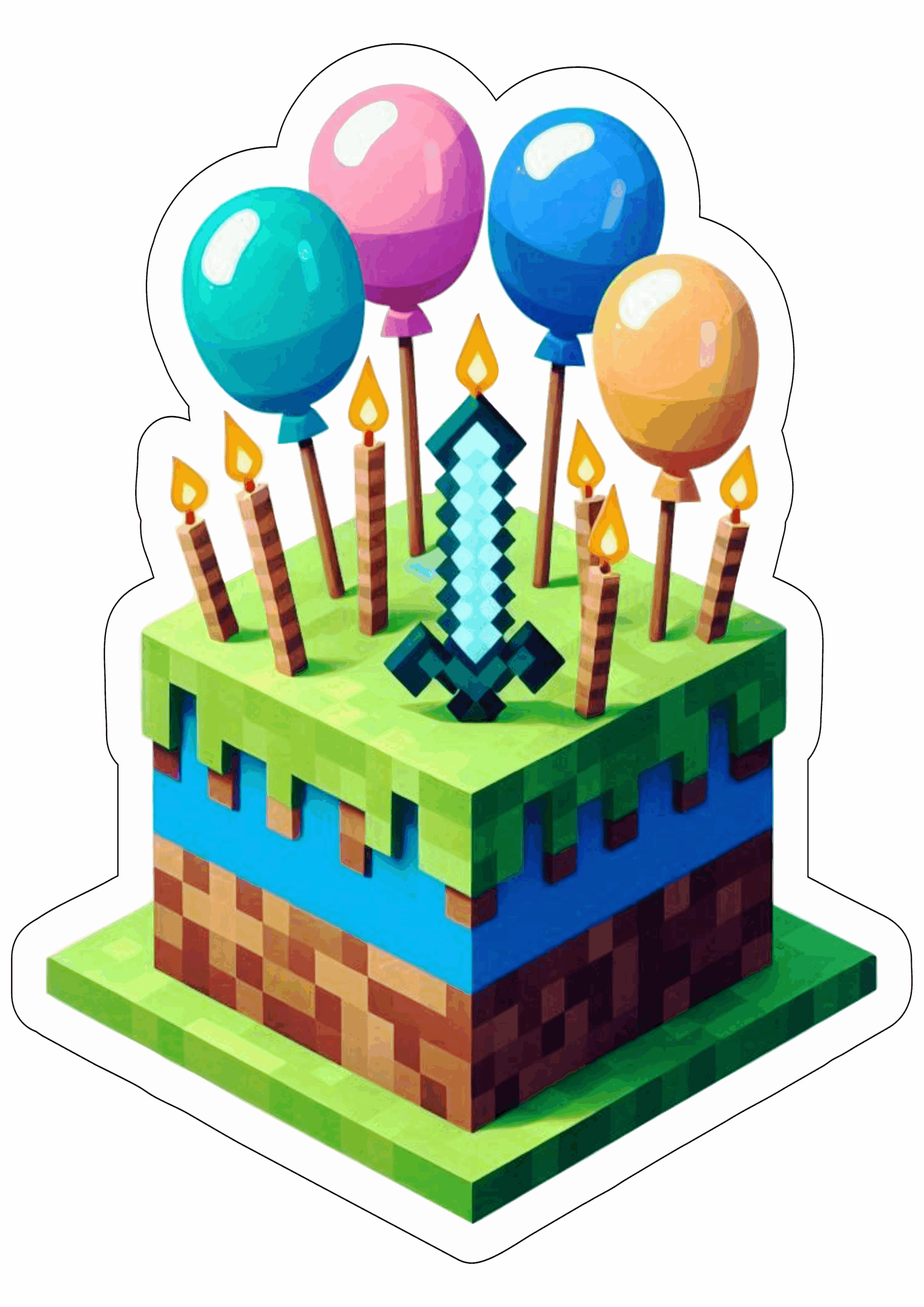 Minecraft imagens decorativas bolo de aniversário pack de imagens papelaria fundo transparente ilustração png