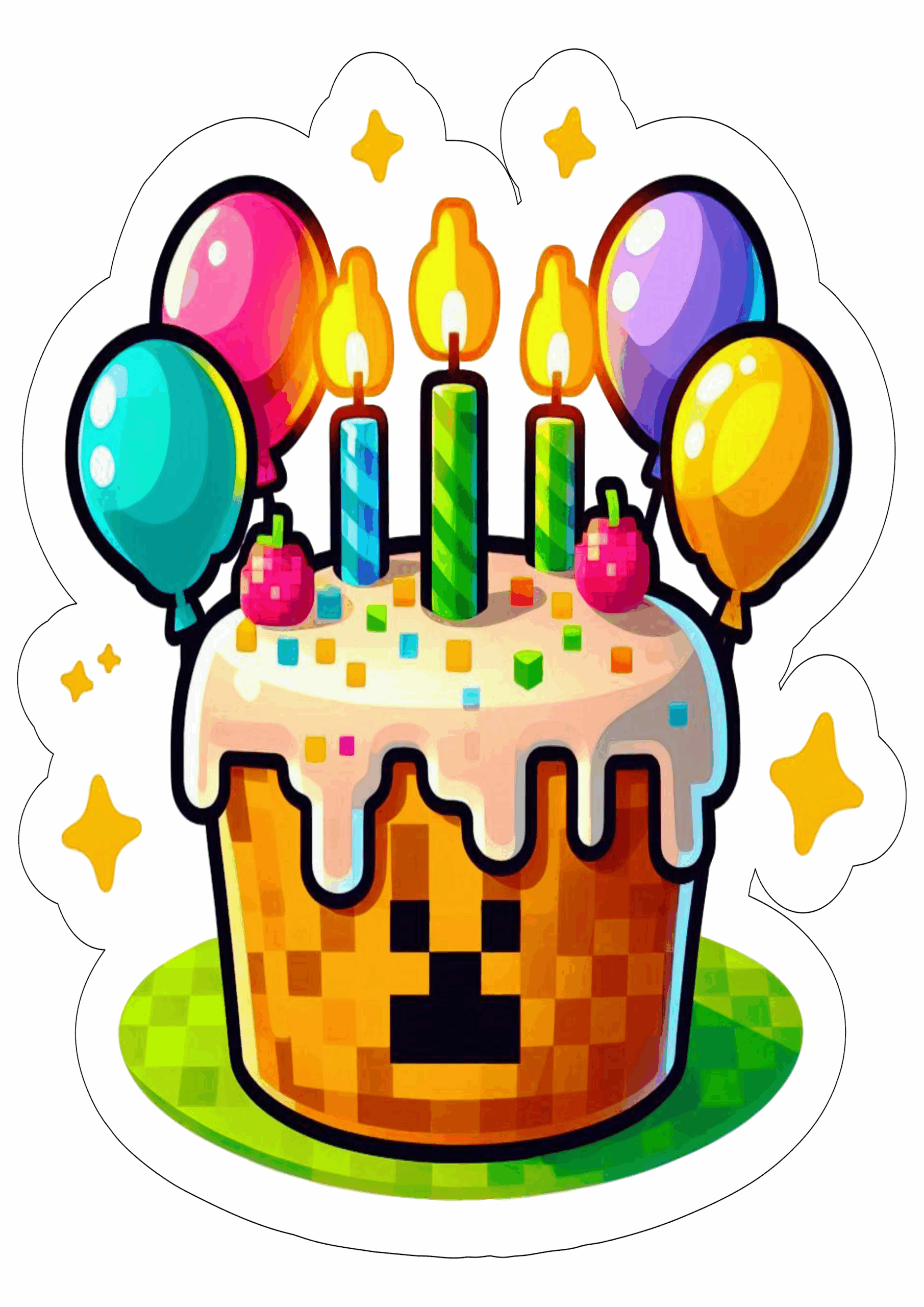 Minecraft imagens decorativas bolo de aniversário pack de imagens papelaria fundo transparente ilustração party png