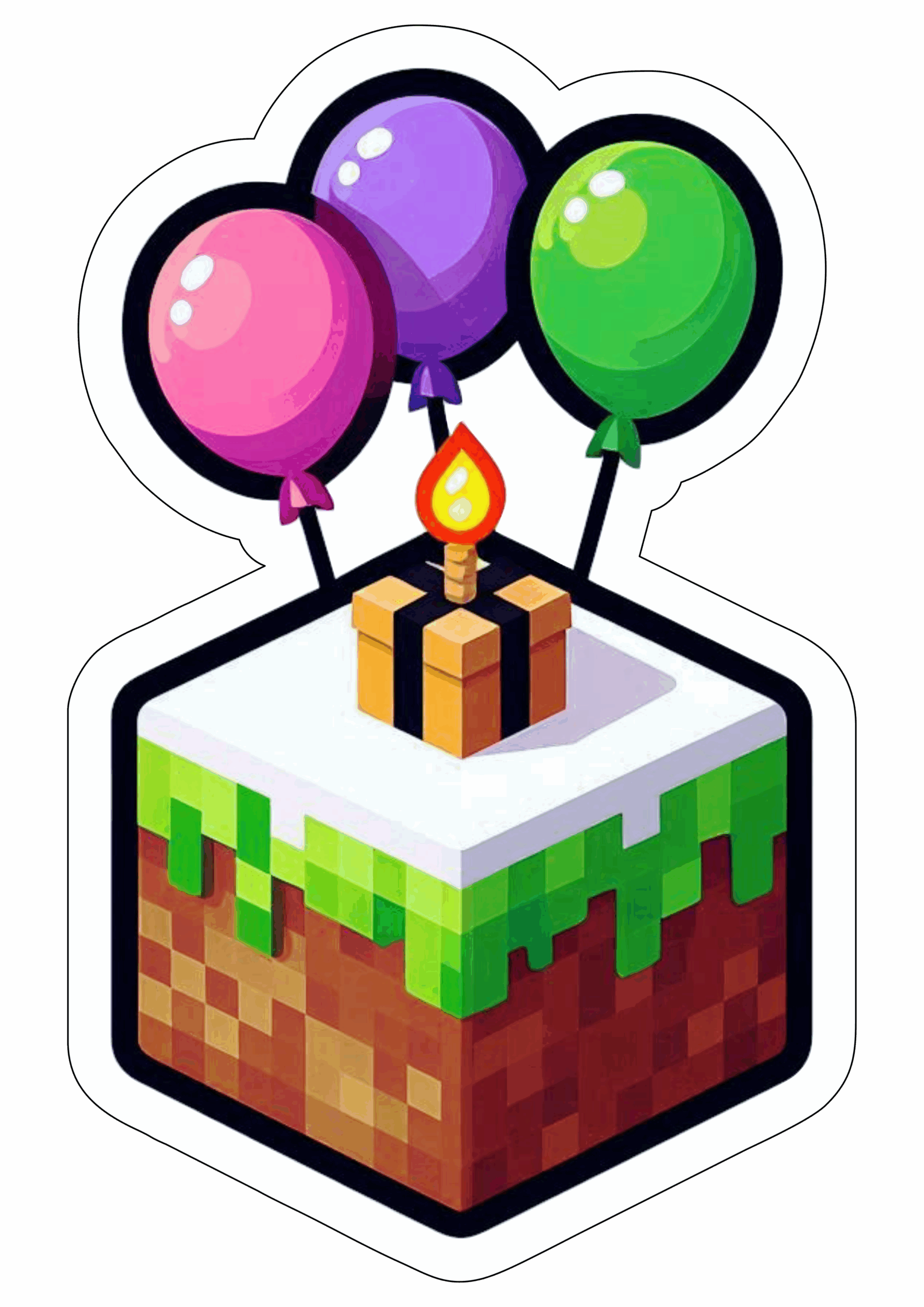 Minecraft imagens decorativas bolo de aniversário pack de imagens papelaria fundo transparente ilustração party balões png
