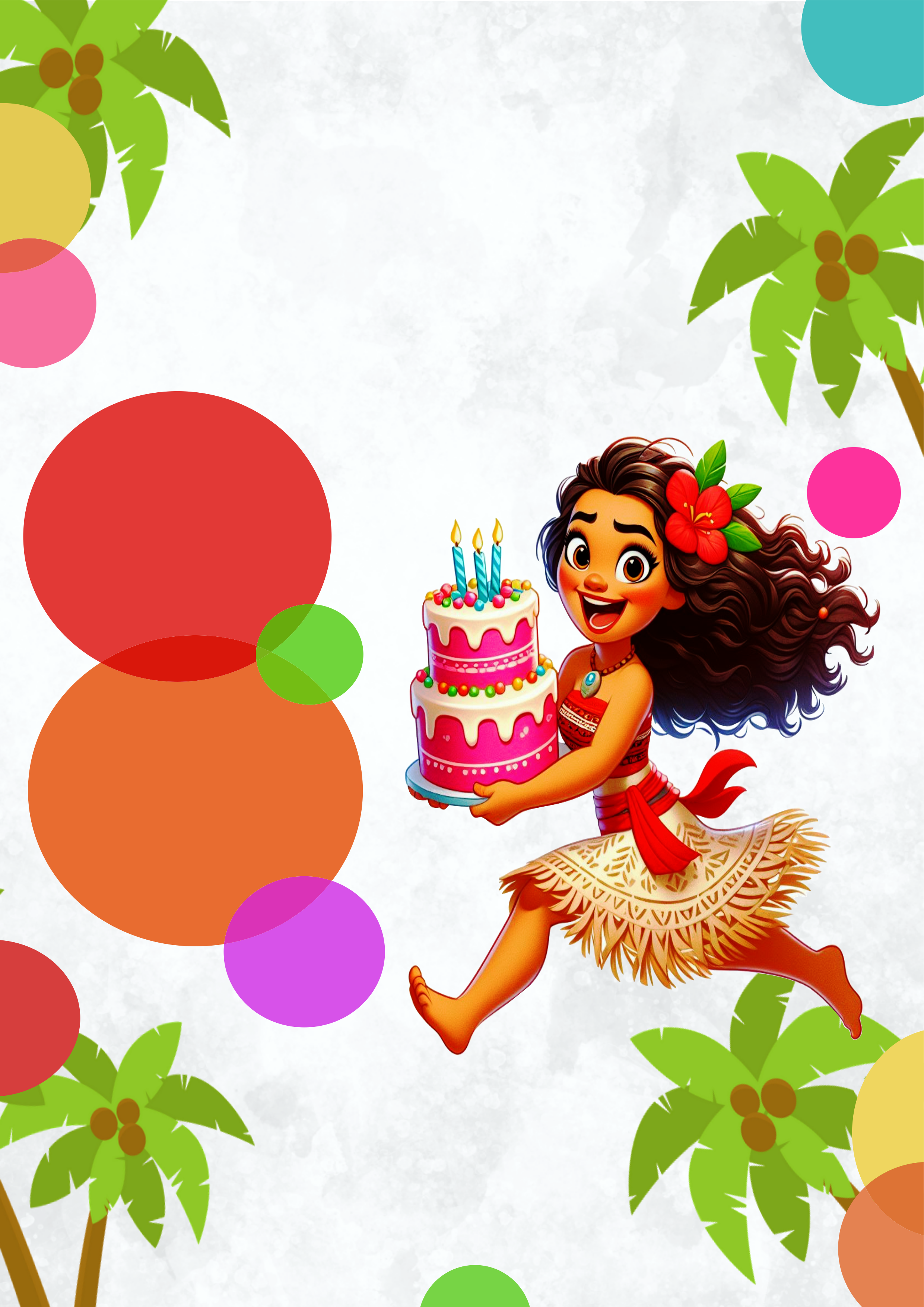 Convite de aniversário Moana desenho infantil artigos de papelaria molde limpo para personalização png
