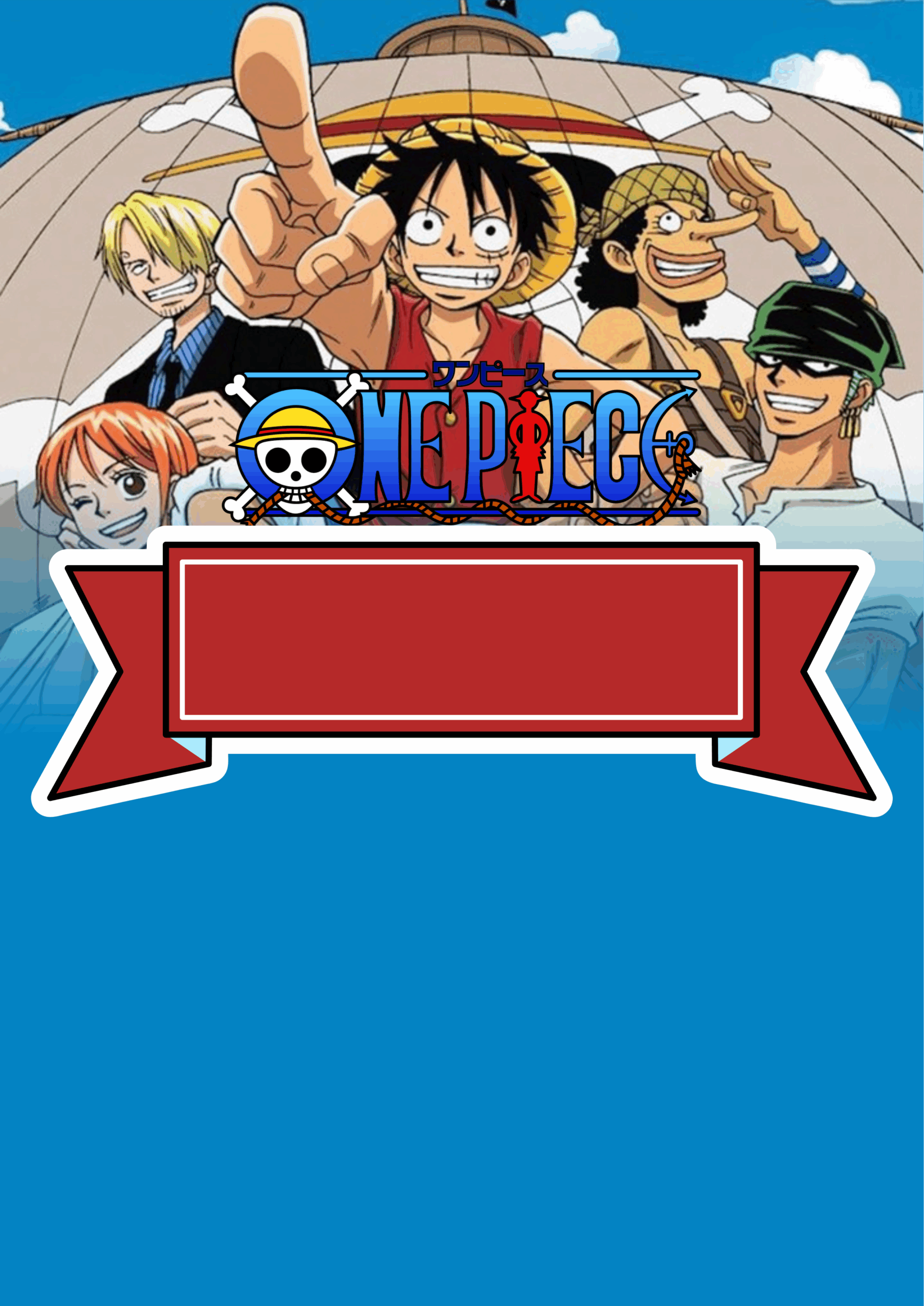 Convite de aniversário one piece artigos de papelaria molde limpo para personalização png