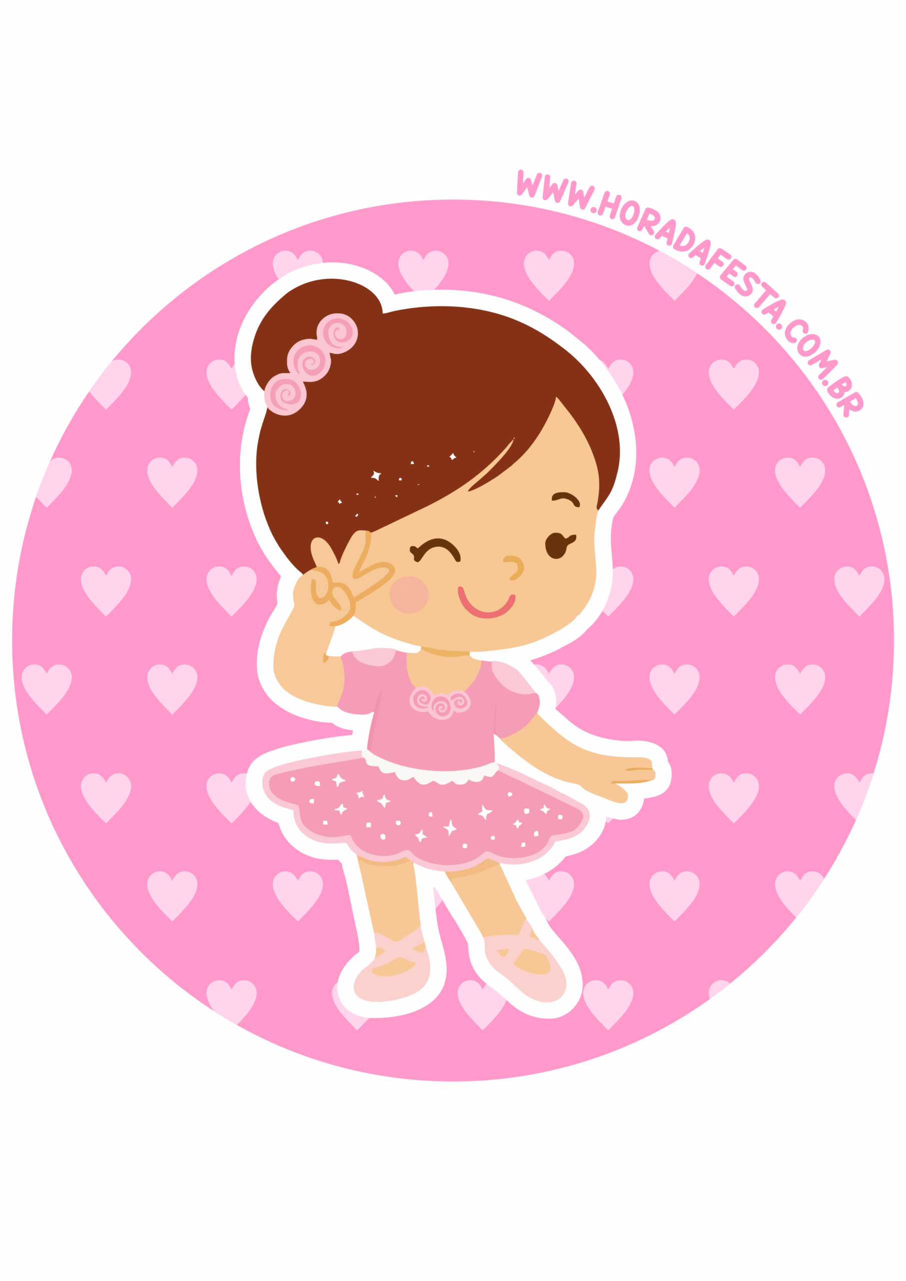 adesivos redondos para imprimir e decorar sua festa de aniversário infantil com tema bailarina cor de rosa png