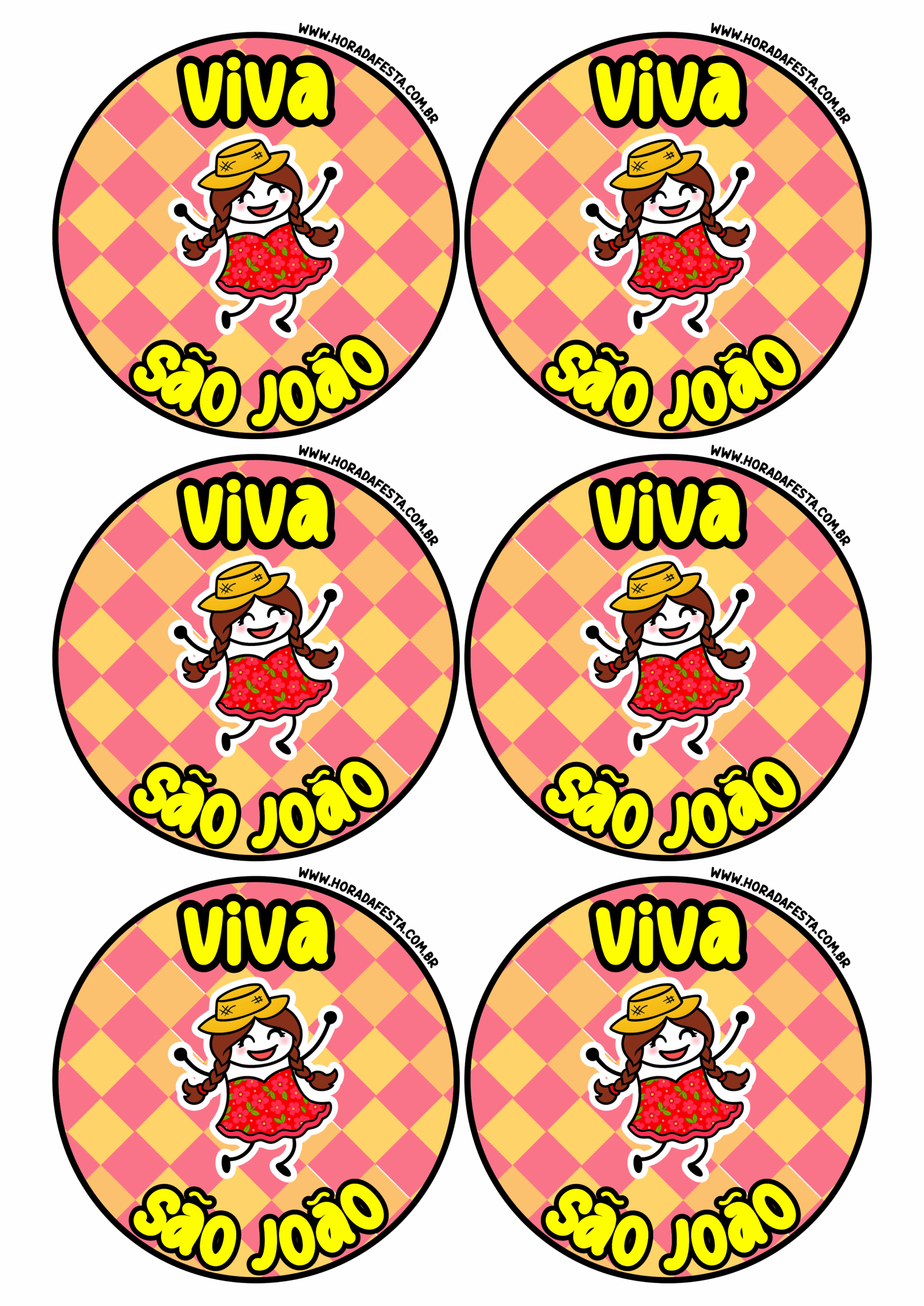 Viva São João decoração de arraial de festa junina adesivo redondo figurinha flork of cows artigos de decoração 6 imagens png
