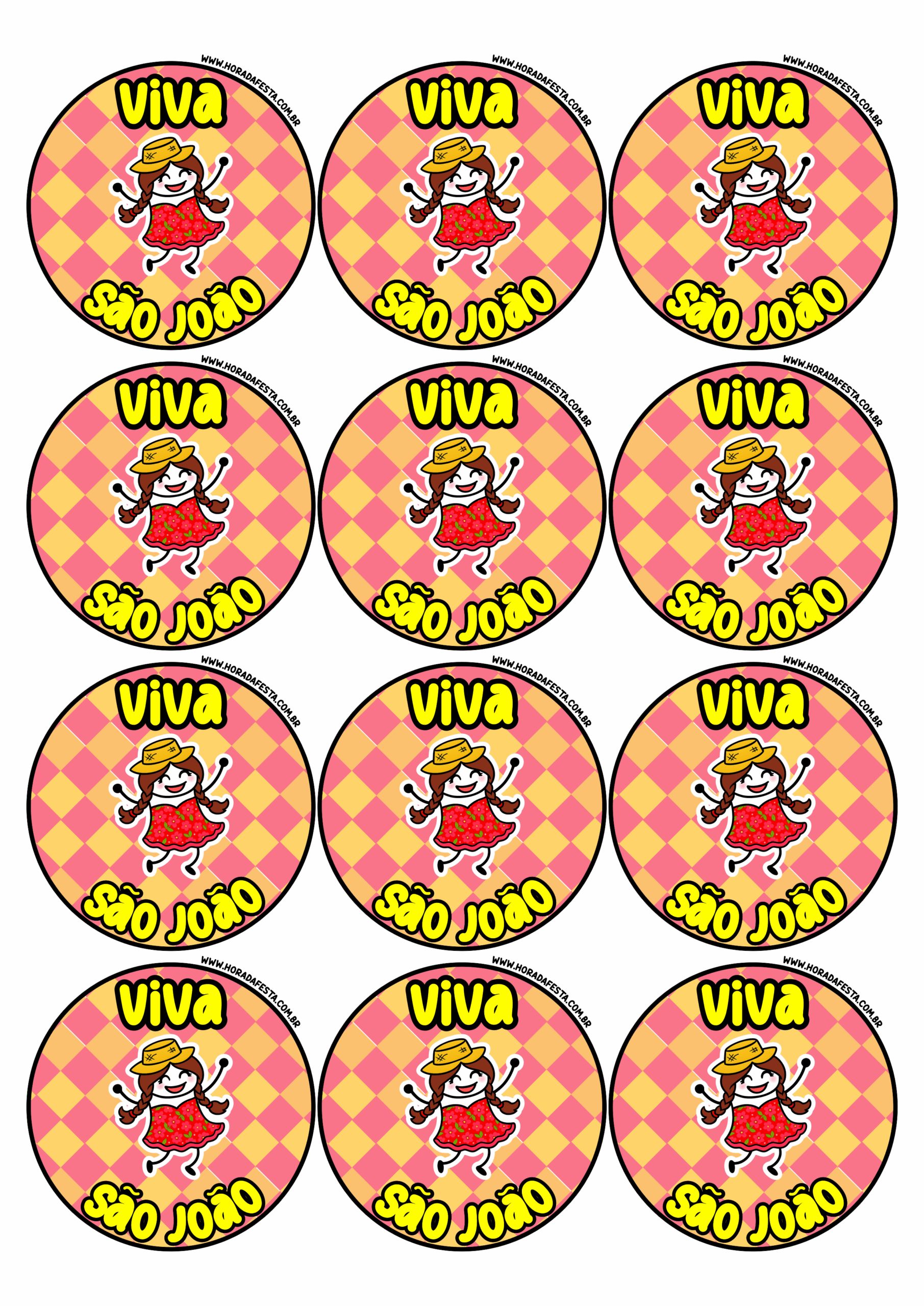 Viva São João decoração de arraial de festa junina adesivo redondo figurinha flork of cows artigos de decoração 12 imagens png