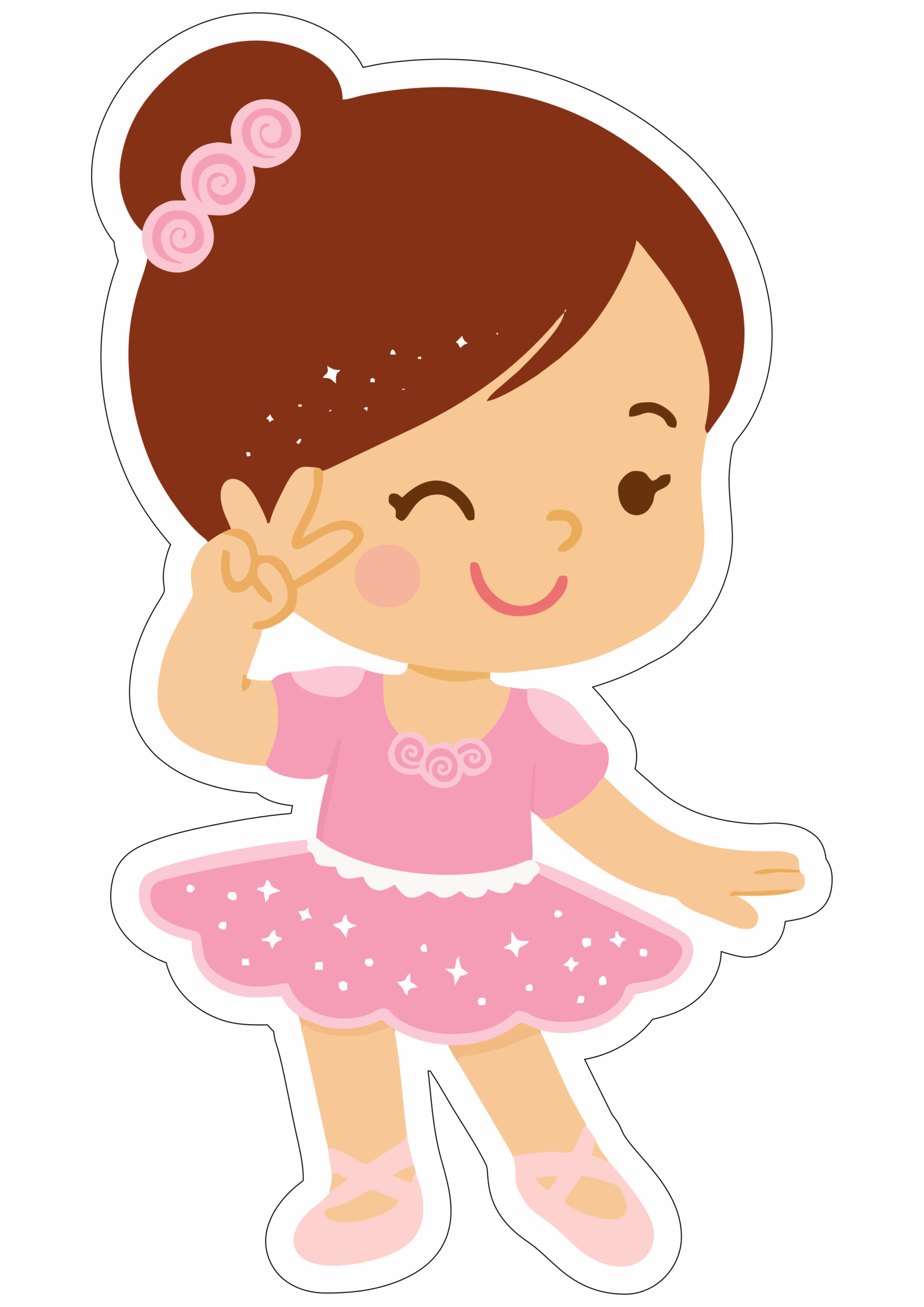 Desenho simples bailarina fofinha fazendo pose para foto png