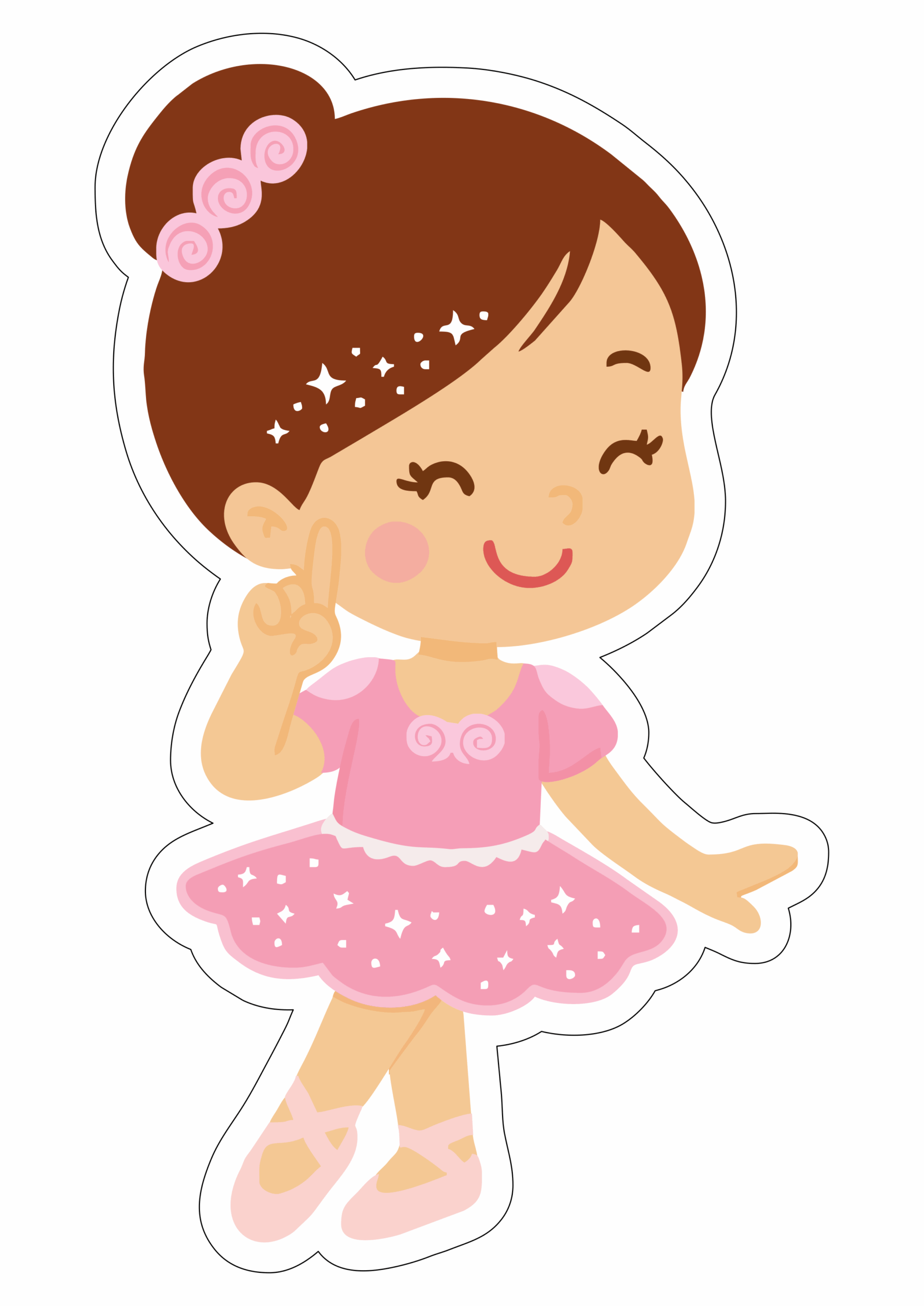Desenho simples bailarina fofinha imagem com fundo transparente e contorno para recorte png