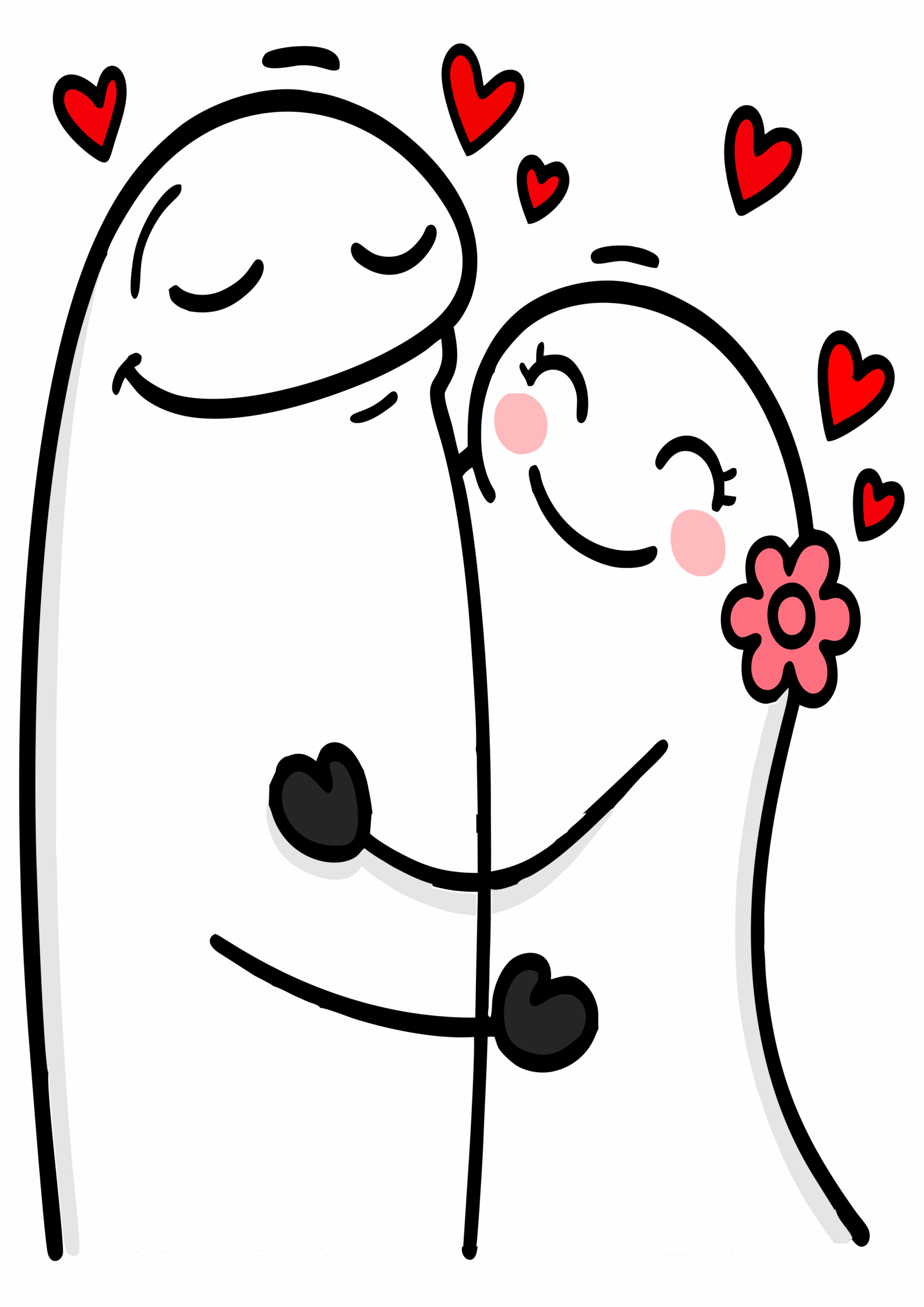 Flork of cows dia dos namorados casal apaixonado abraço figurinhas engraçadas para redes sociais png
