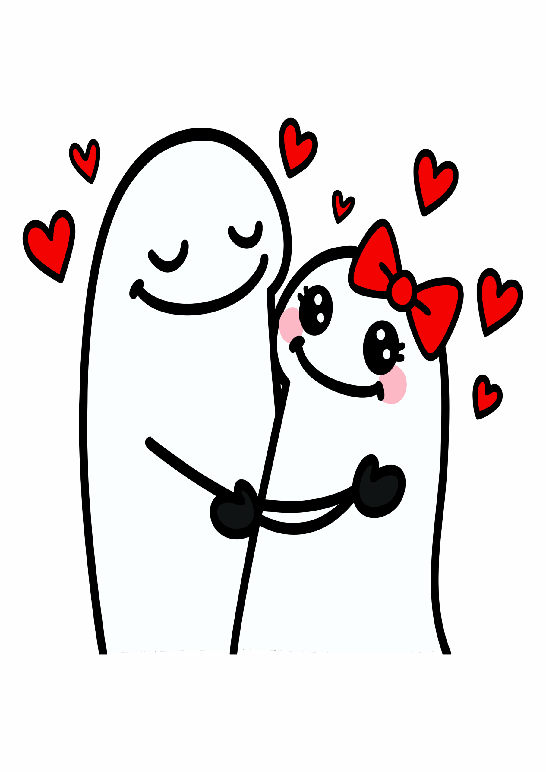 Flork of cows dia dos namorados casal apaixonado abraço figurinhas engraçadas para redes sociais ilustração png