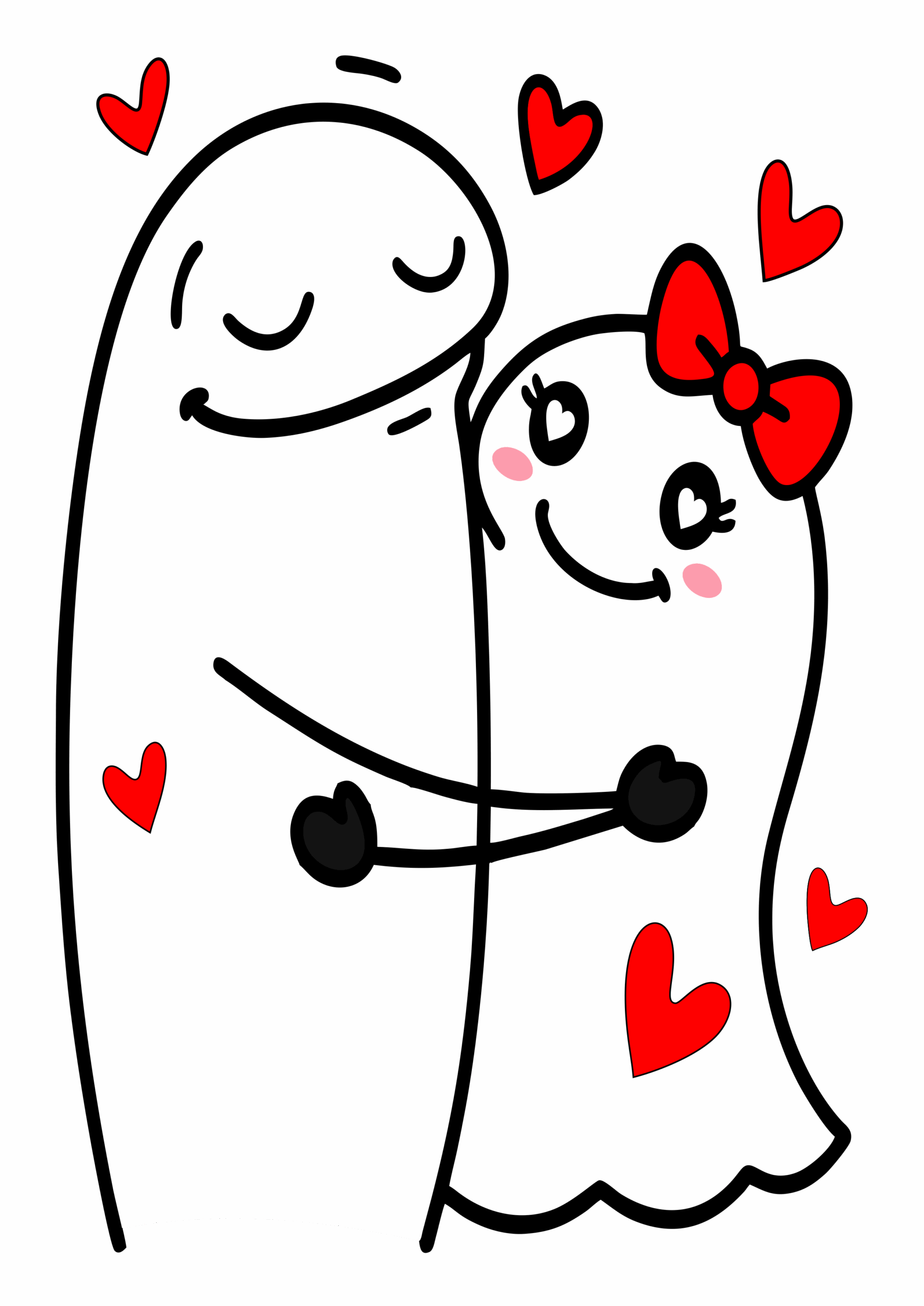 Flork of cows dia dos namorados casal apaixonado abraço figurinhas engraçadas para redes sociais ilustração desenho png