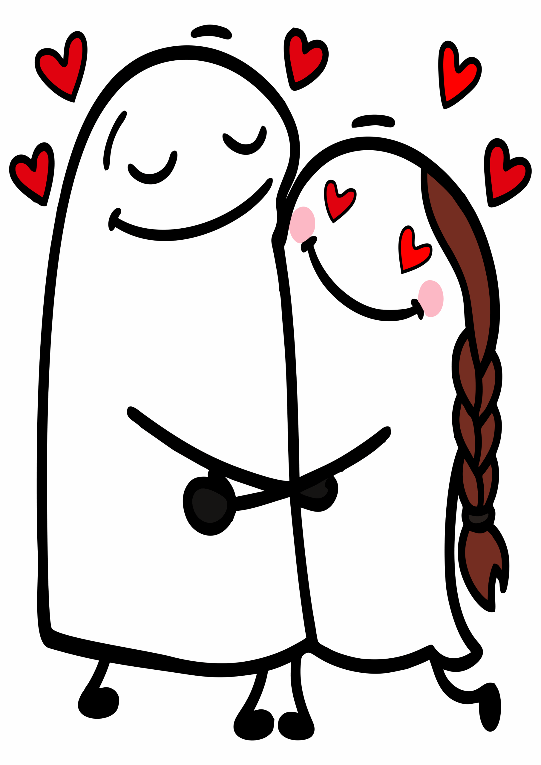 Flork of cows dia dos namorados casal apaixonado abraço figurinhas engraçadas para redes sociais ilustração desenho simples clipart png