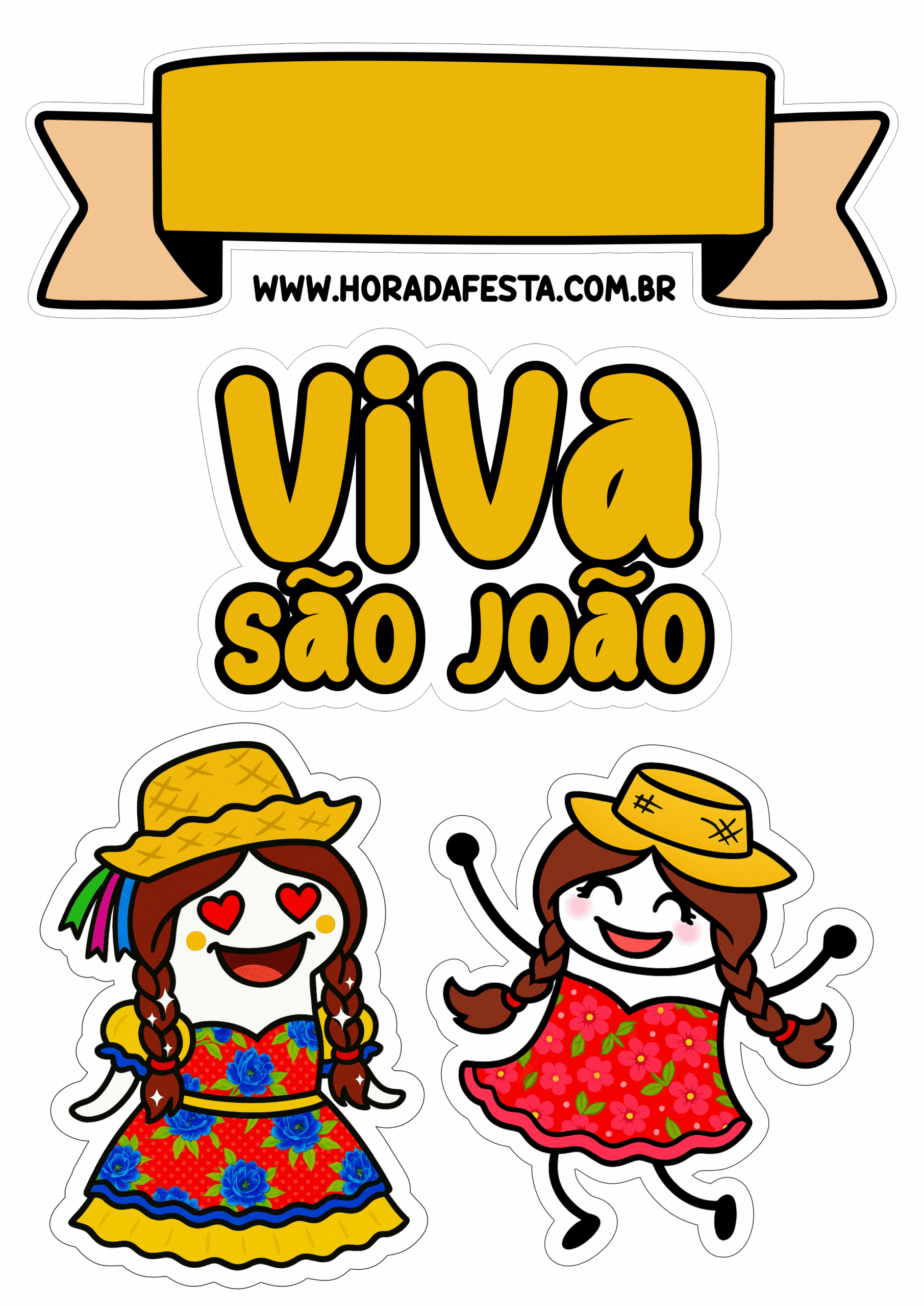 Viva São João topo de bolo para imprimir flork of cows festa junina decoração png