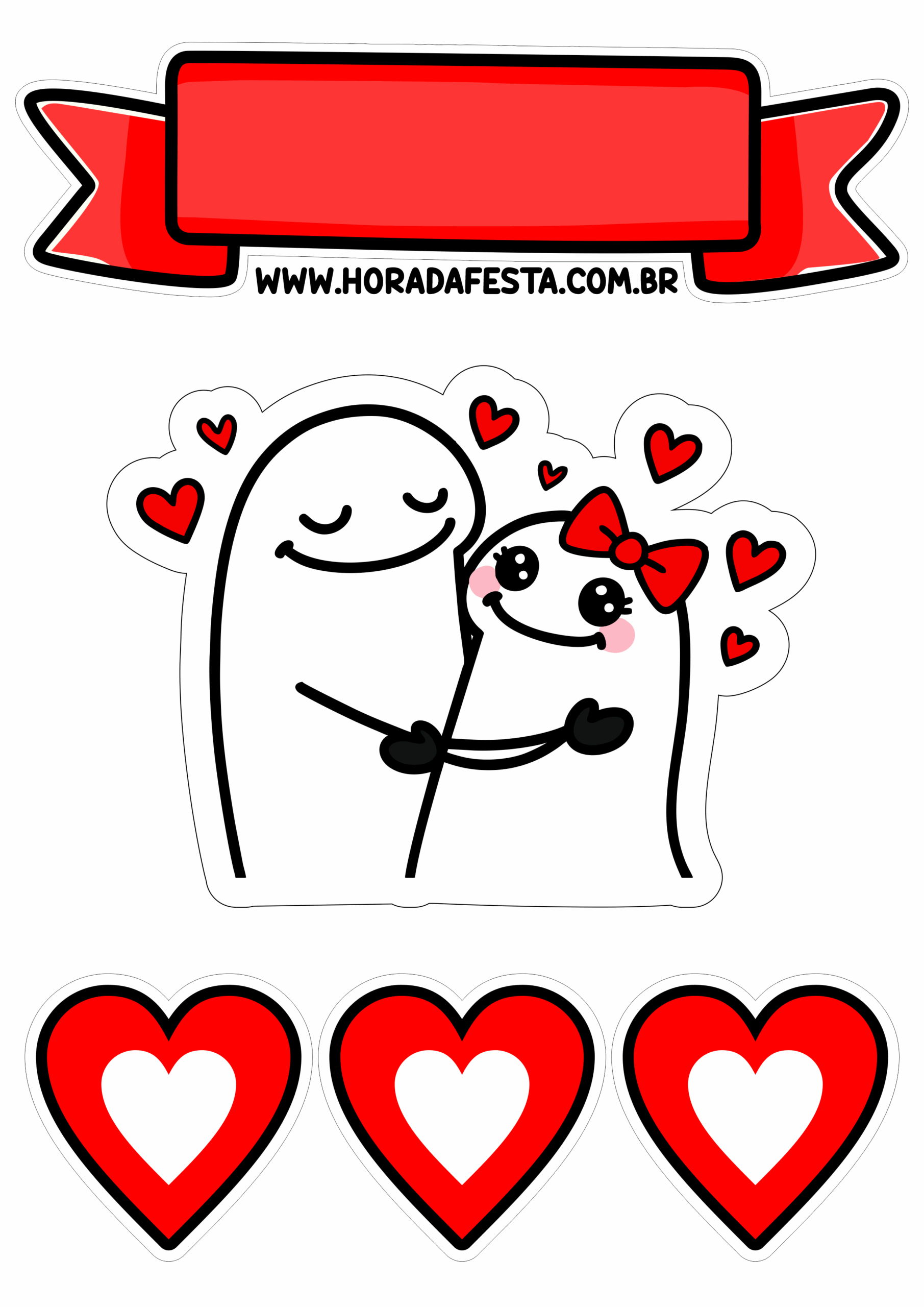 Topo de bolo engraçado dia dos namorados flork of cows com coração vermelho red cake topper free downlaod png