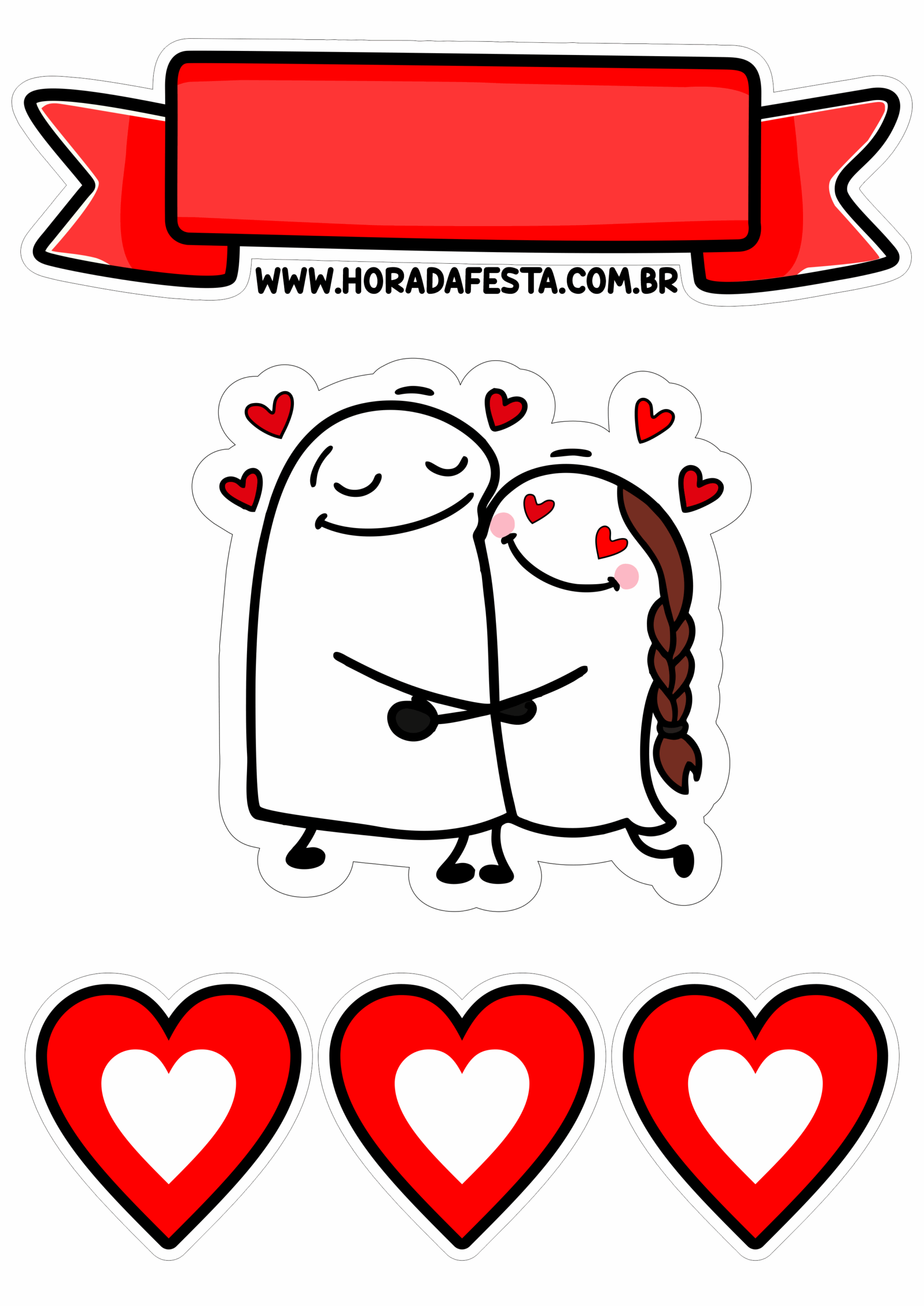 Topo de bolo engraçado dia dos namorados flork of cows com coração png