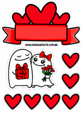 topo de bolo flork of cows dia dos namorados com corações flores