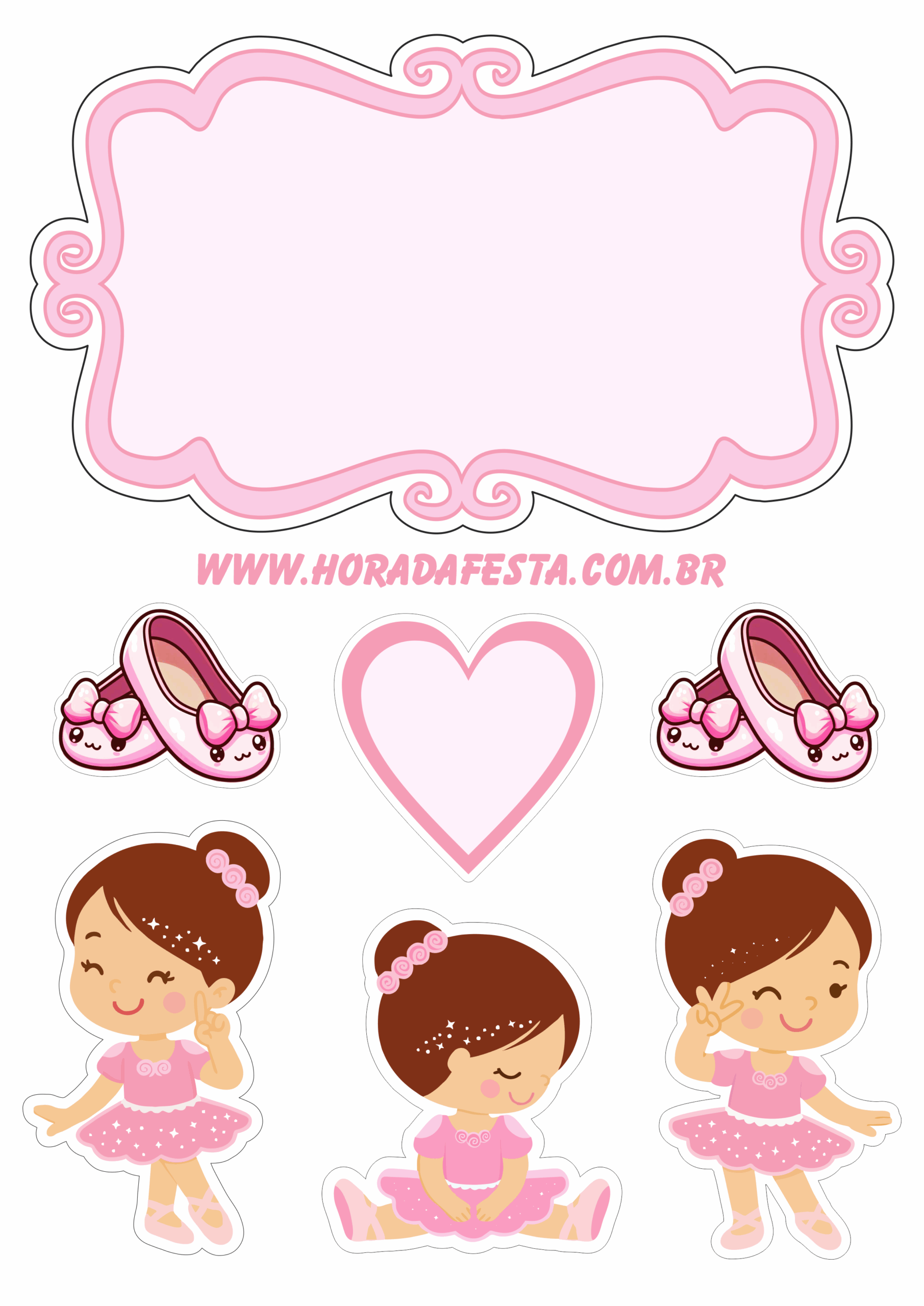 Topo de bolo para imprimir desenho simples bailarina fofinha imagem com fundo transparente e contorno para recorte png