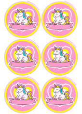 adesivo redondo unicornio 6 imagens