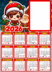 modelo para calendário 2026 com foto baby natal