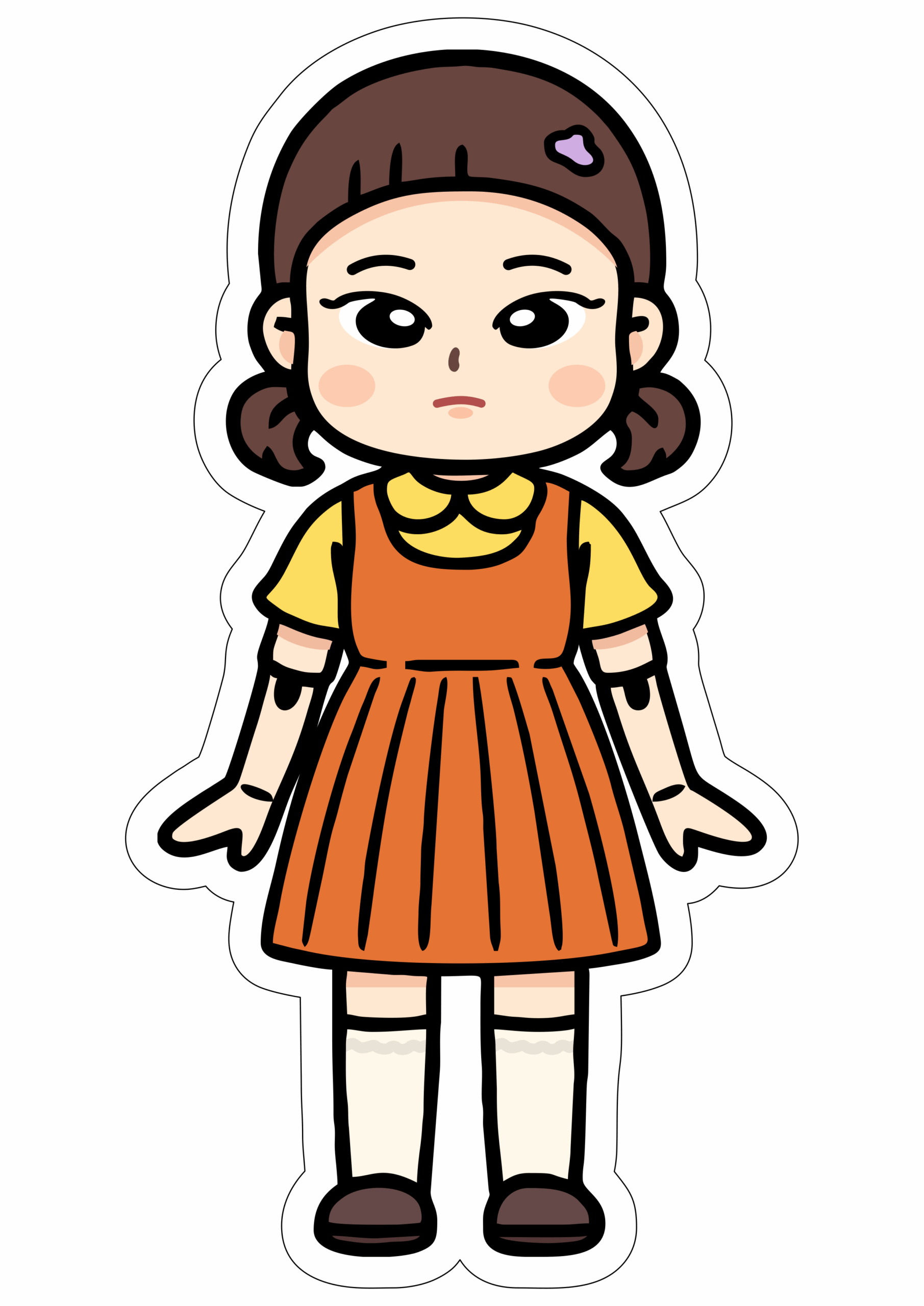 Squid game cartoon scare doll young hee netflix series transparent background png