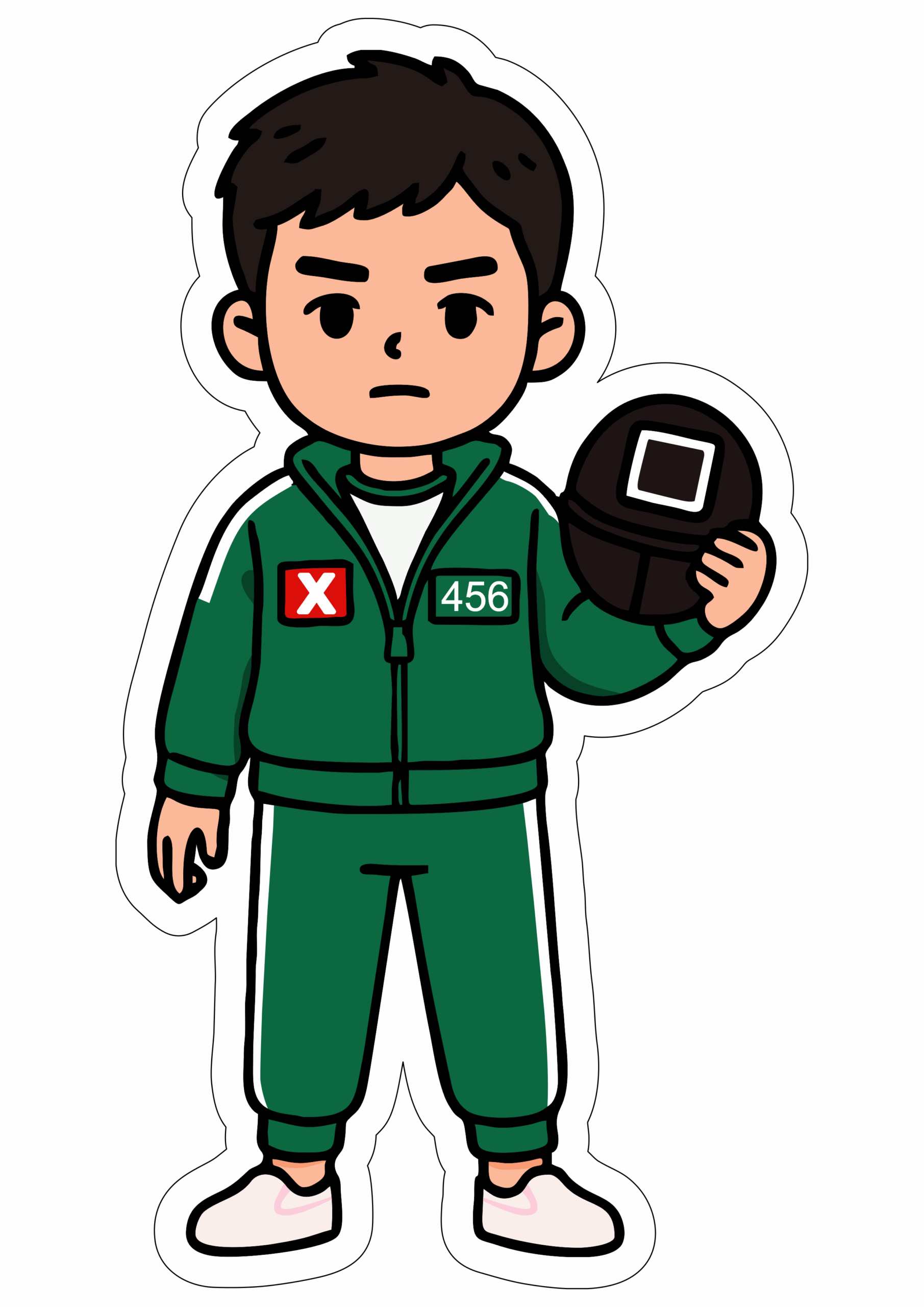 Squid game cartoon Seong Gi-hun netflix series transparent background png