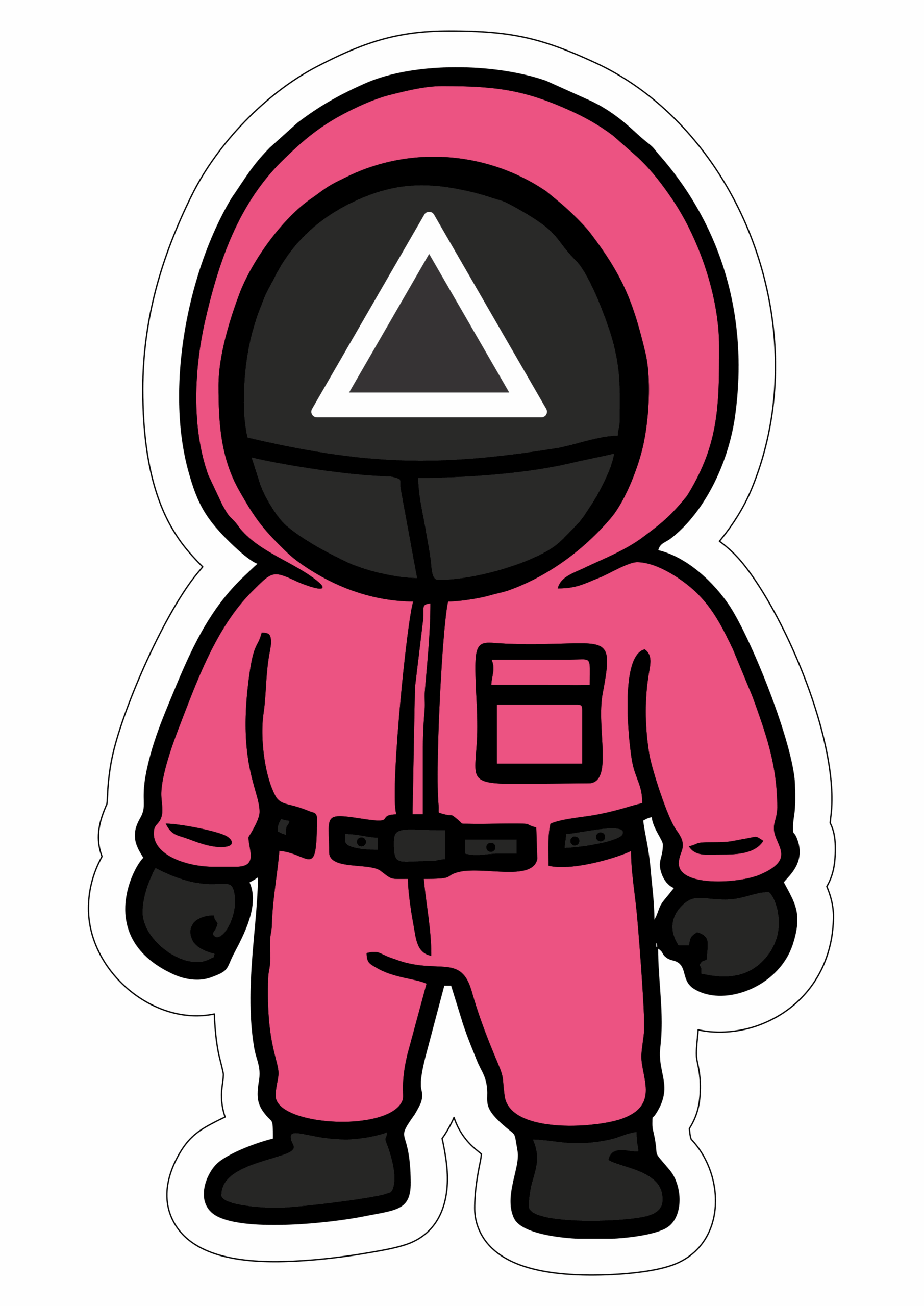Squid game cartoon triangle pink soldier netflix series transparent background png