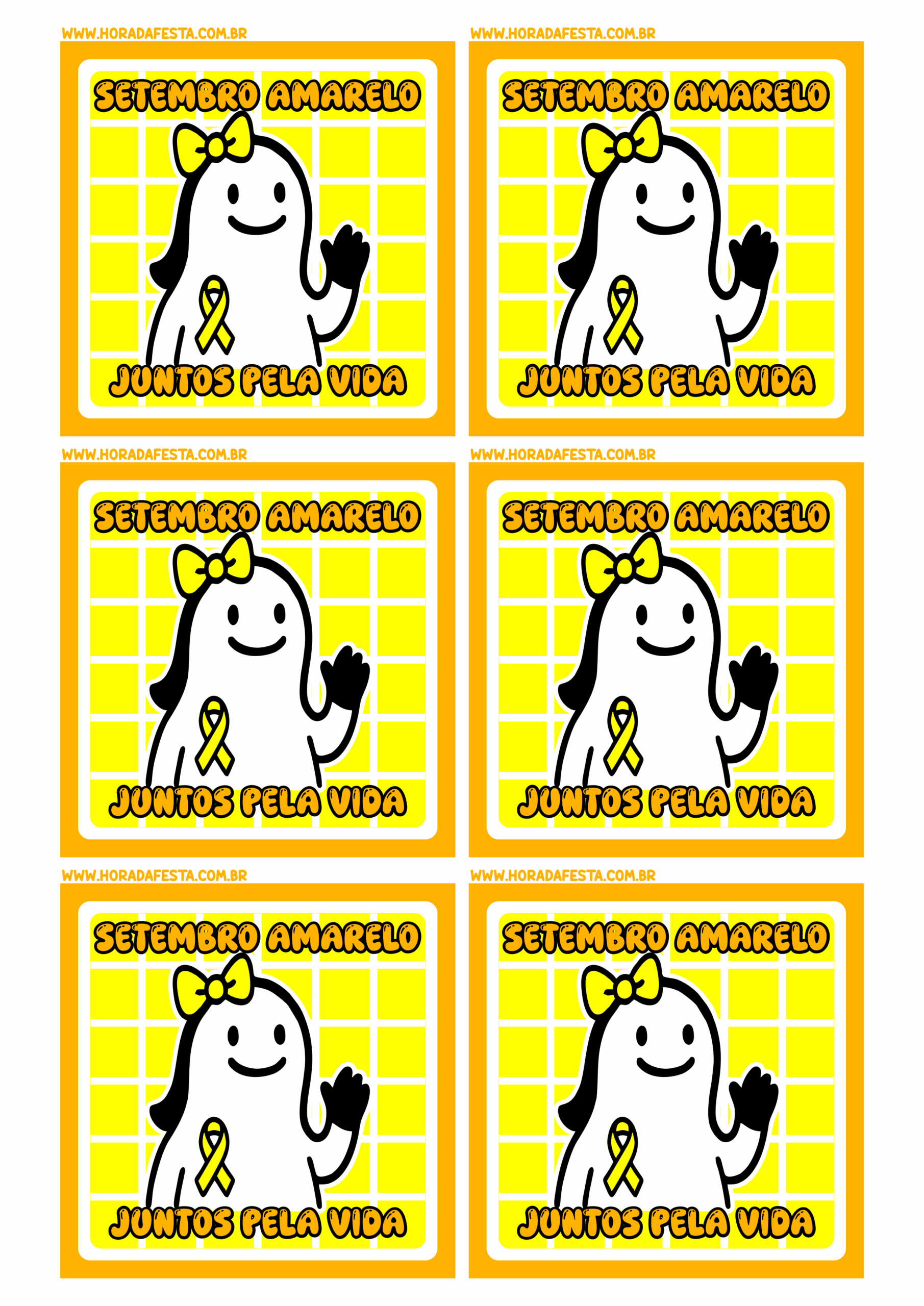 Setembro amarelo campanha de conscientização adesivo quadrado para imprimir decoração etiquetas e mimos para clientes 6 imagens png