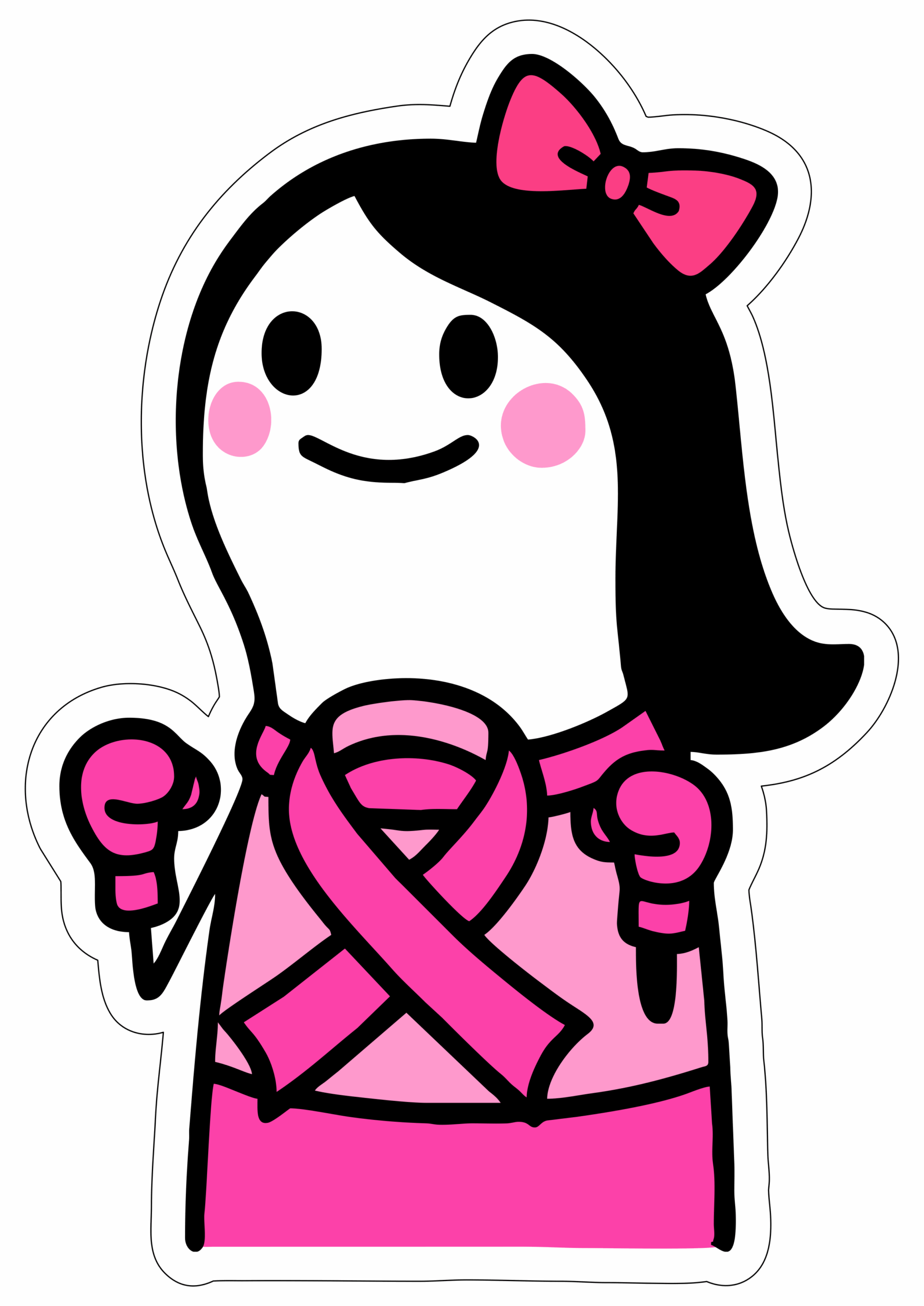 Outubro rosa flork of cows desenho engraçado para redes sociais campanha de conscientização adesivo para colagens fofinhas entre nessa luta png