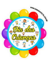 dia das crianças adesivo redondo para decoração de festa para imprimir