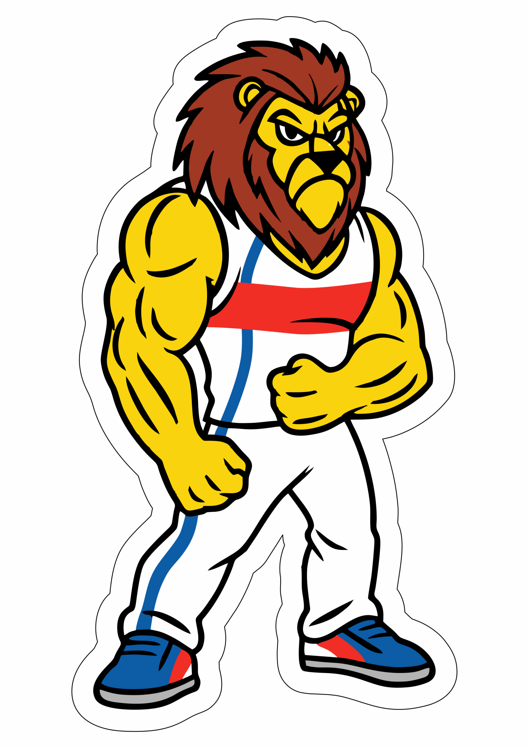 Fortaleza time de futebol leão tricolor mascote da torcida organizada desenho com contorno e fundo transparente para decoração png