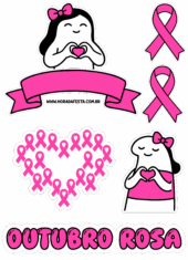 outubro rosa topo de bolo flork para imprimir grátis