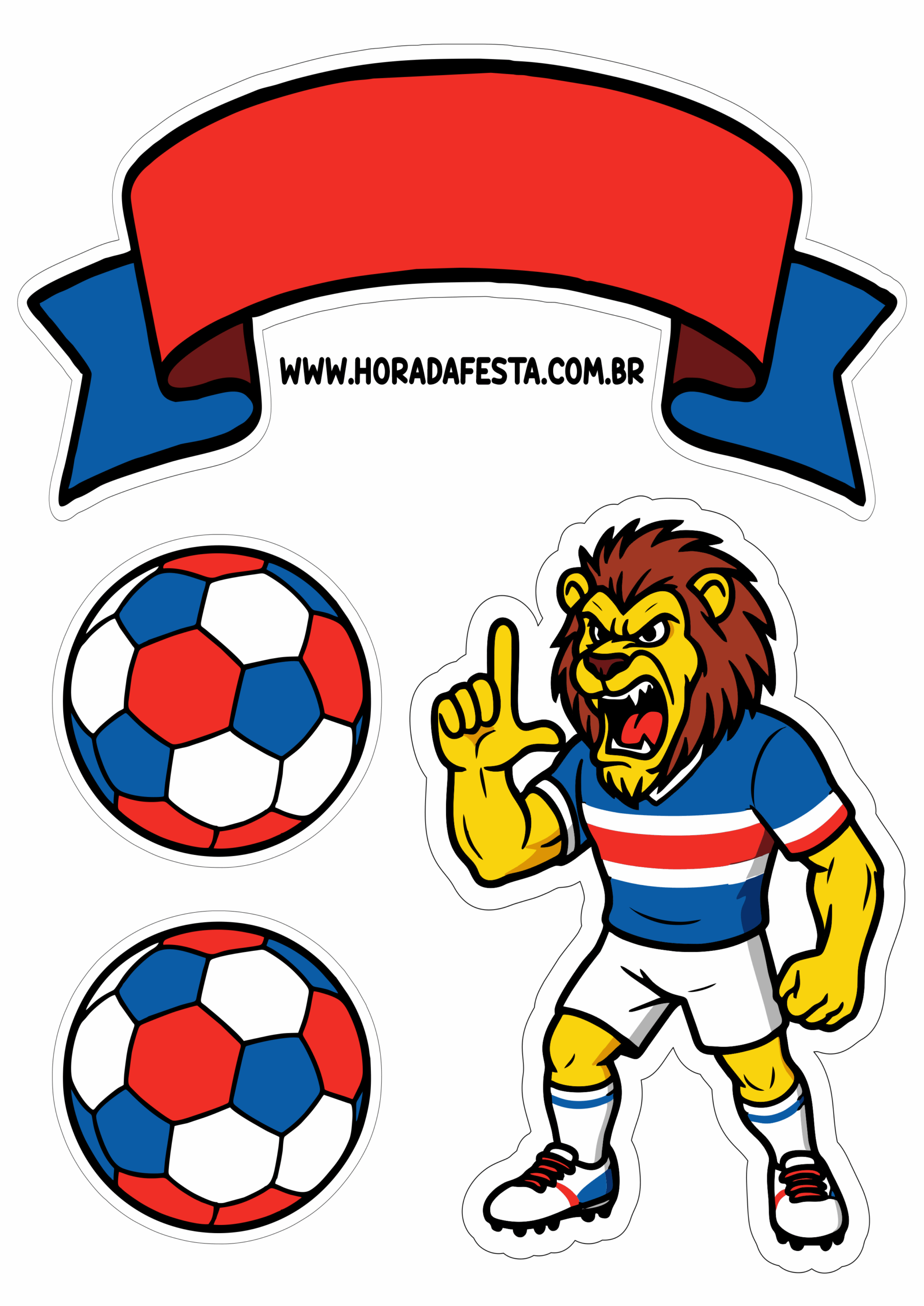 Topo de bolo Fortaleza time de futebol leão tricolor mascote da torcida organizada decoração de aniversário png