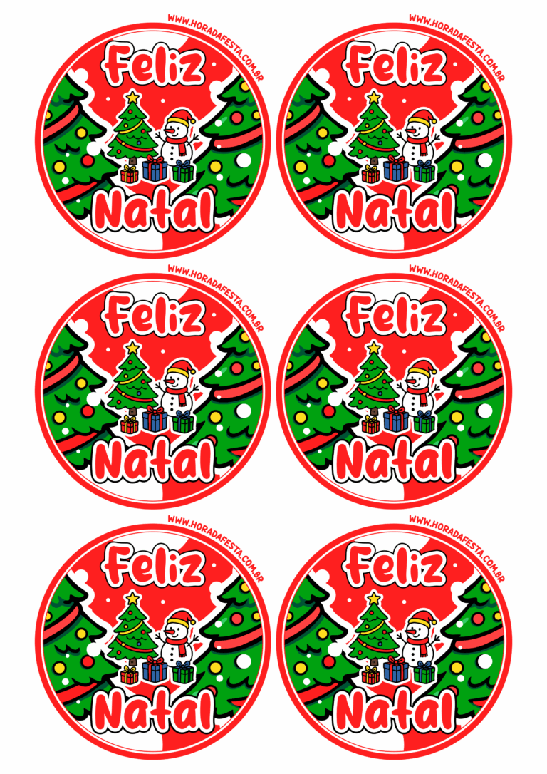 Feliz natal adesivo redondo para imprimir e decorar sua festa natalina ...