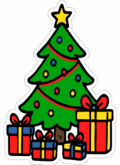 árvore de natal com presentes desenho pronto para imprimir