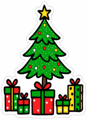 árvore de natal com presentes vetor pronto para imprimir