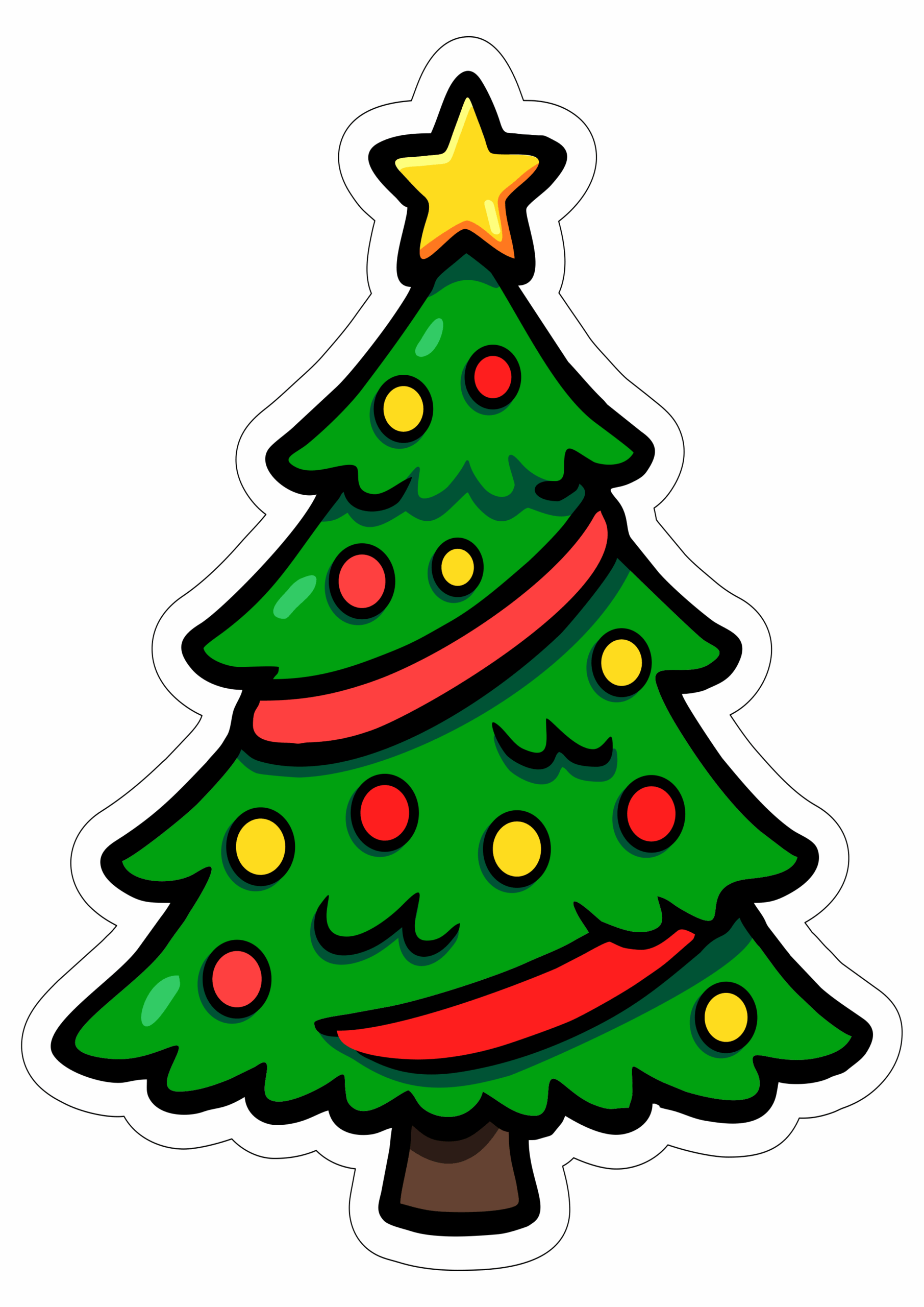 Árvore de natal desenho simples com fundo transparente pronto para imprimir e decorar sua festa com tema natalino png