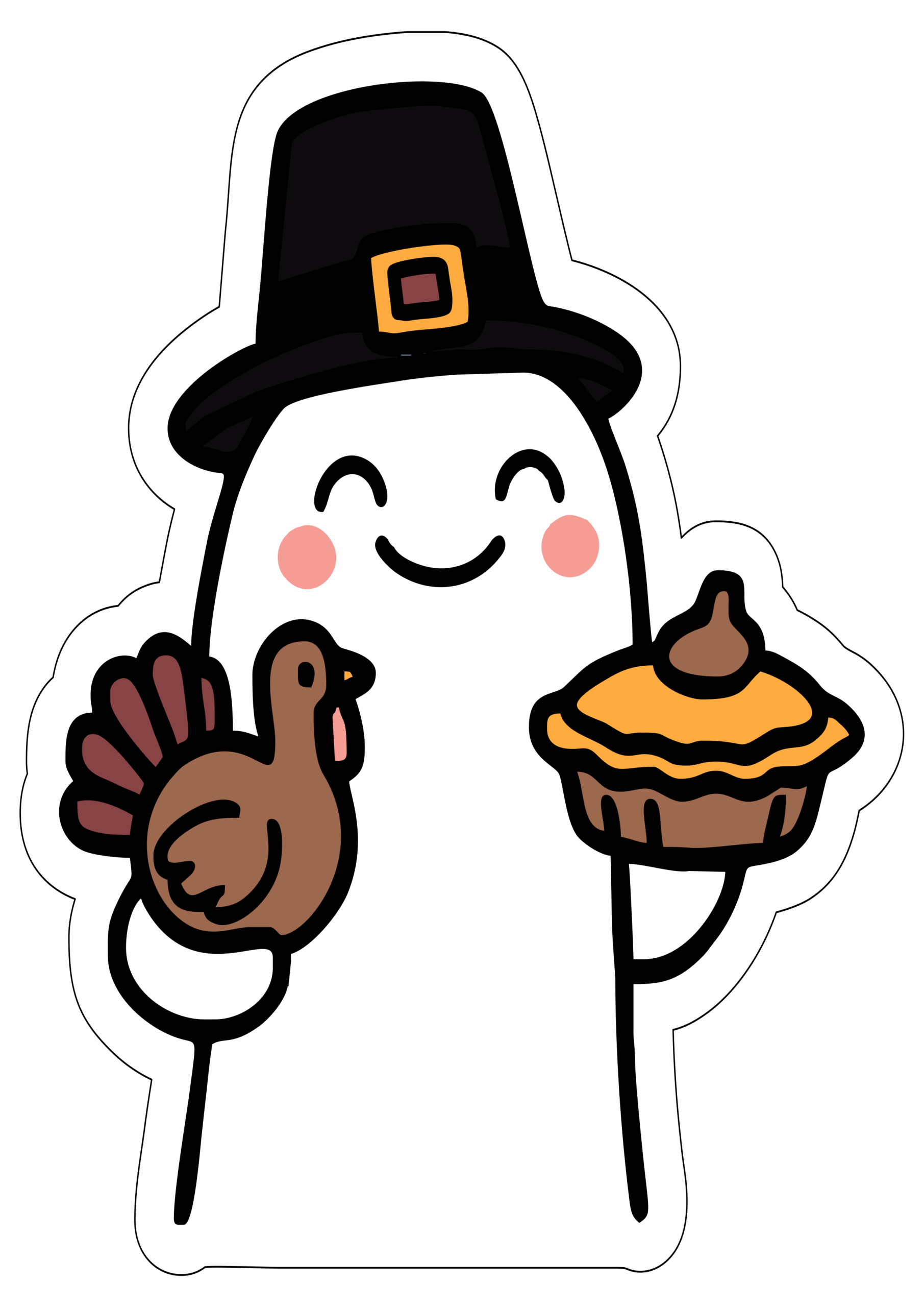 Figurinhas engraçadas para o dia de ação de graças flork of cows rabisco torta de abóbora e peru assado png