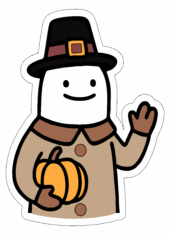 flork of cows dia de ação de graças segurando uma abóbora