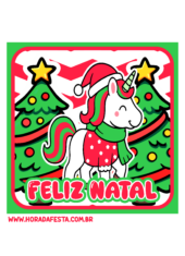 adesivo quadrado unicornio fofinho para decoração de festas natalinas