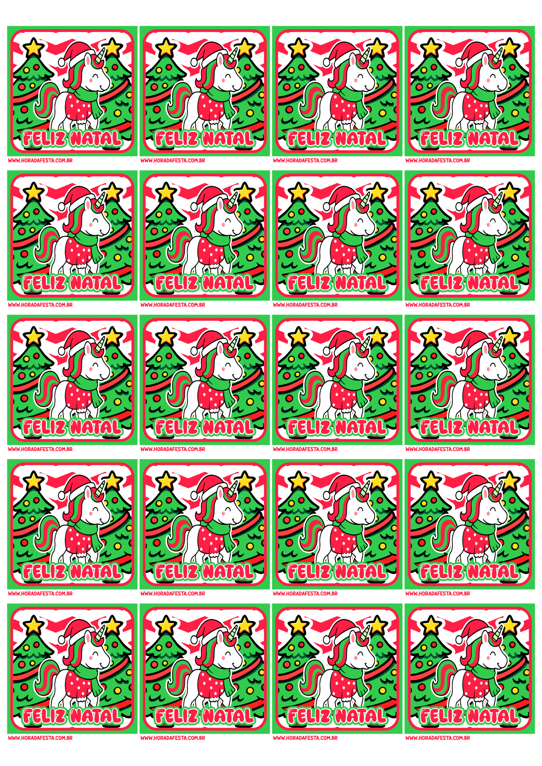 Decoração de natal adesivo quadrado desenho de unicórnio com roupinhas natalinas ideal para artes de aniversário 20 imagens png