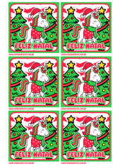 adesivo quadrado unicornio fofinho para decoração de festas natalinas 6 imagens