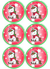 adesivos redondos para decoração de natal unicornio fofinho 6 imagens