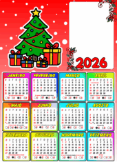 calendário 2026 moldura para personalizar com foto feliz natal
