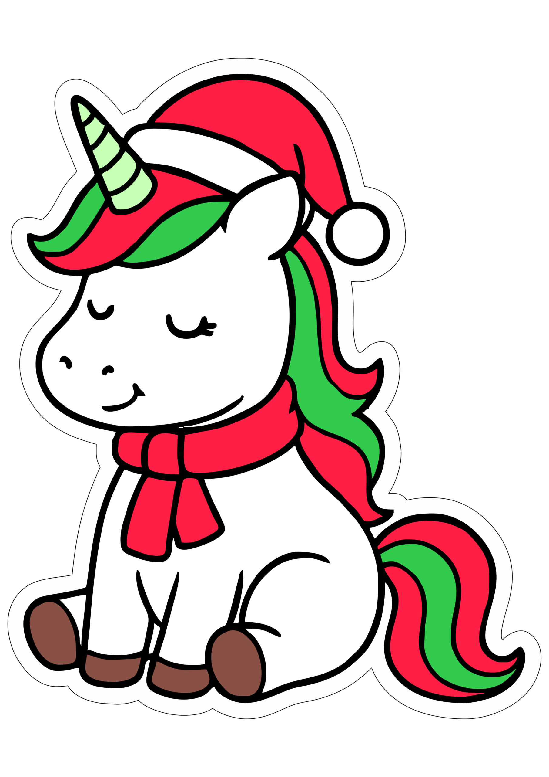 Decoração de natal desenho fofinho de unicórnio sentado ideal para artes de aniversário e festas para crianças fundo transparente png